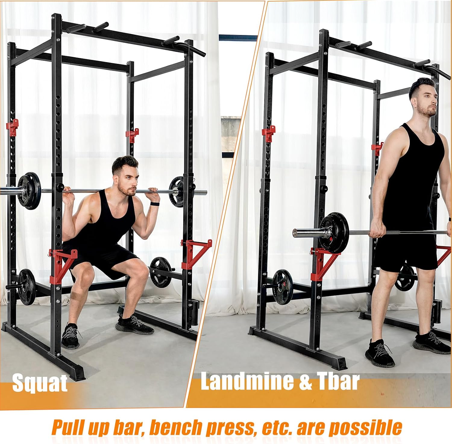 Detalle 2 de Bongkim Adjustable Power Rack Cage with Pull-Up Bar, 299 kg Capacity