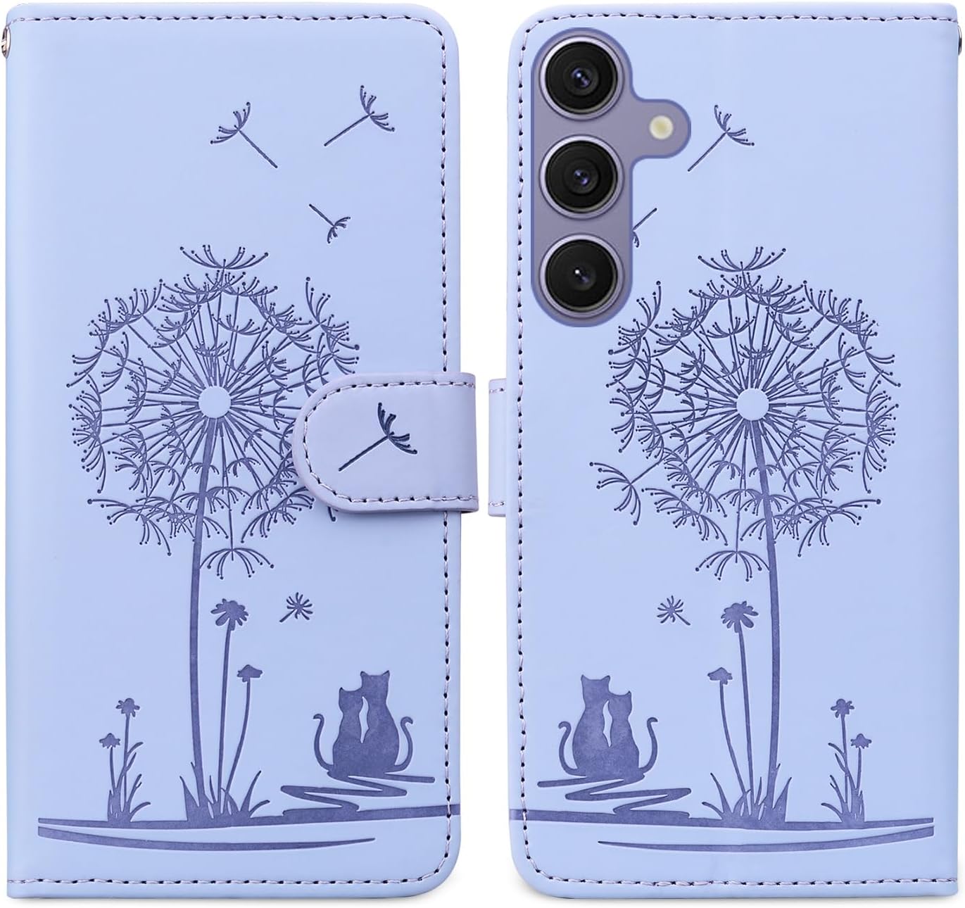 Detalle de Nbziyoo Flip Wallet Hülle für Samsung Galaxy S25 Plus / S24 Plus – Lila, Kartenfach, Magnetverschluss, Standfunktion