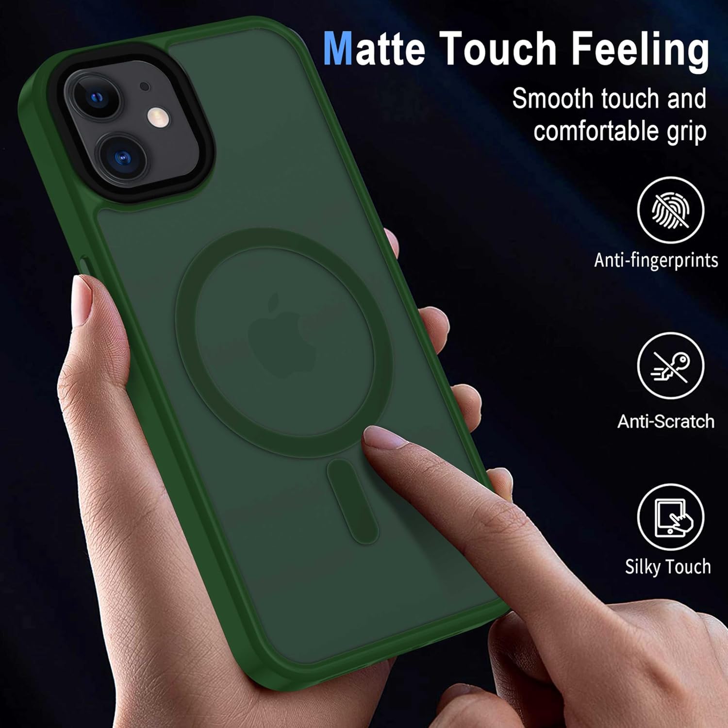 Thumbnail 5 de XTCASE Coque magnétique MagSafe pour iPhone 11 – Dos translucide vert foncé, protection anti-choc et anti-rayures