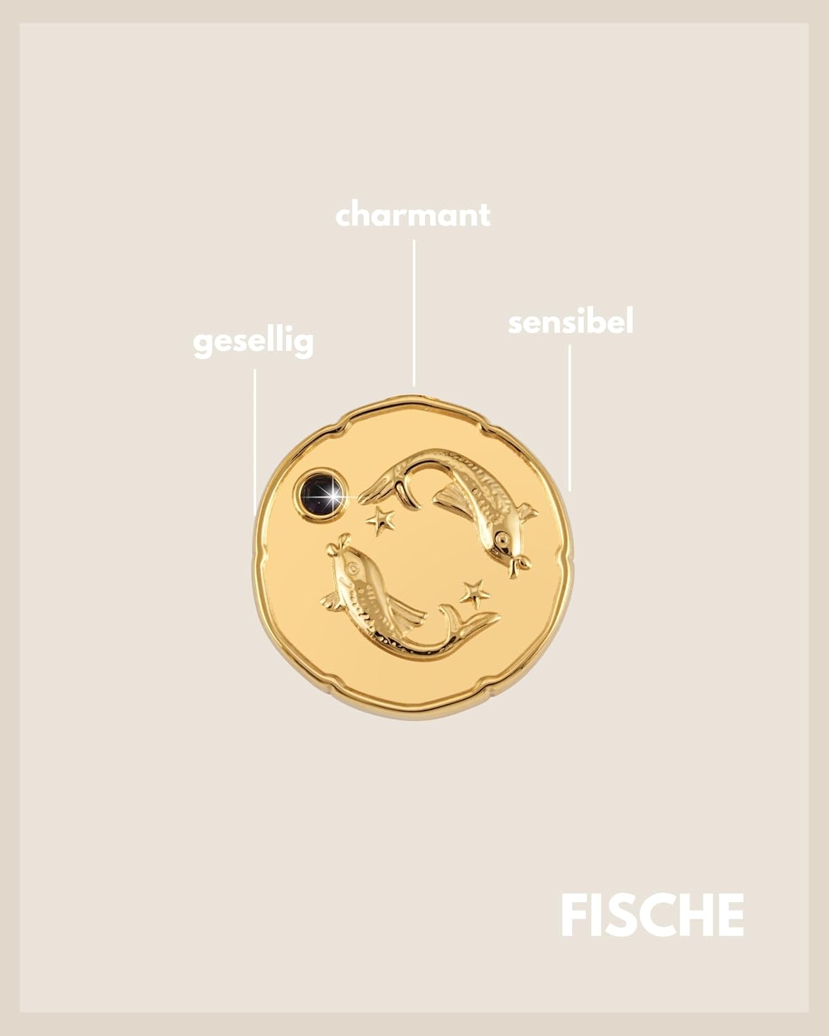 Detalle de GD GOOD.designs collana zodiacale in oro con pietra di nascita, placcata in oro 18 carati con ciondolo zodiacale