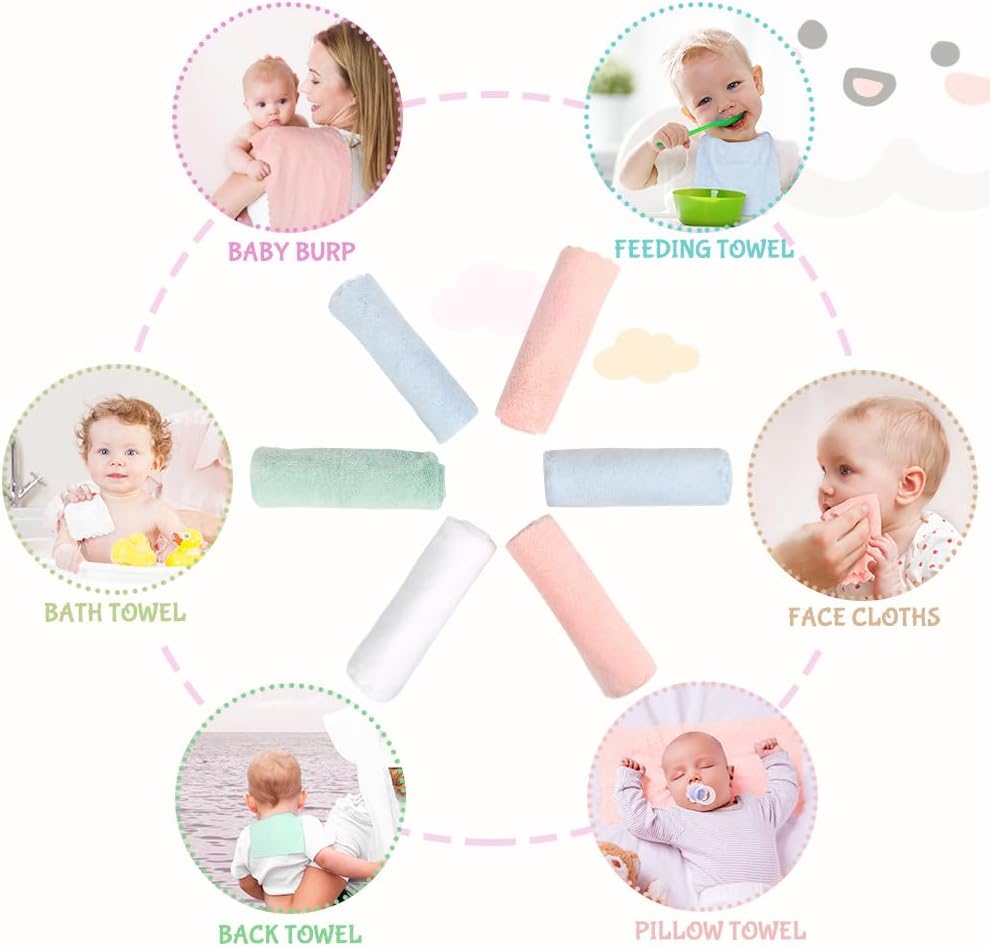 Thumbnail 2 de Lot de 8 bavoirs en polaire corail Orighty (50,8 × 25,4 cm) pour bébé à la peau sensible