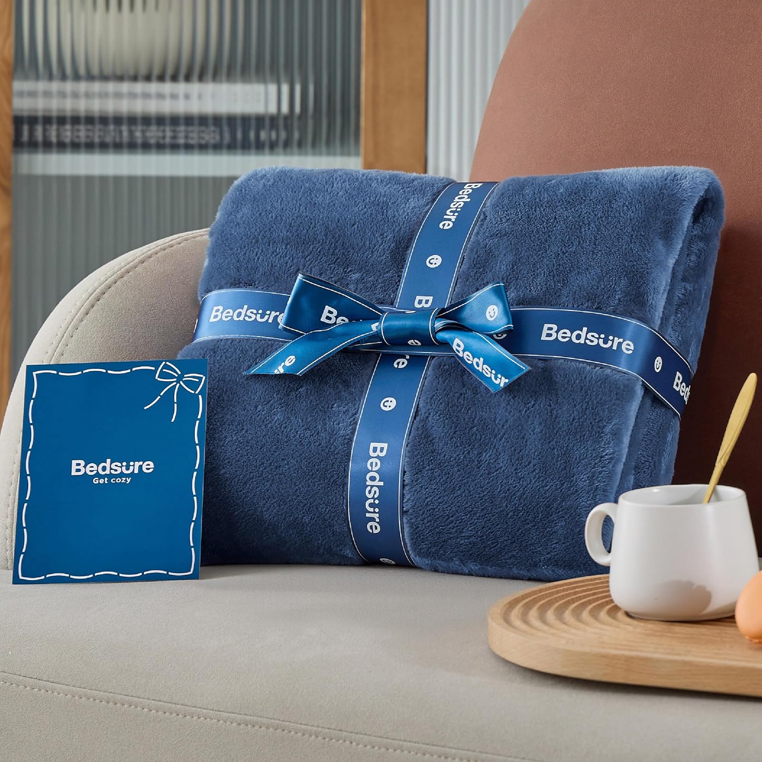 Thumbnail 6 de Bedsure Fleece Blanket for Bed – Soft Cosy Fluffy Throw Blanket, Mineral Blue, 220x240 cm