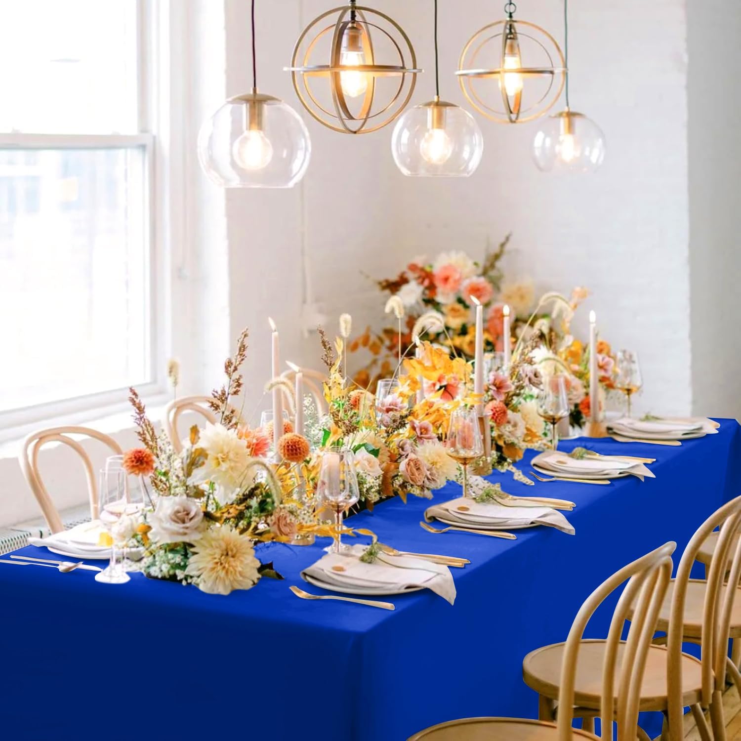 Detalle de Sancua Royal Blue Tablecloth for 8 Foot Rectangle Tables (6 Pack) – 60x120 Inch, Reusable Polyester
