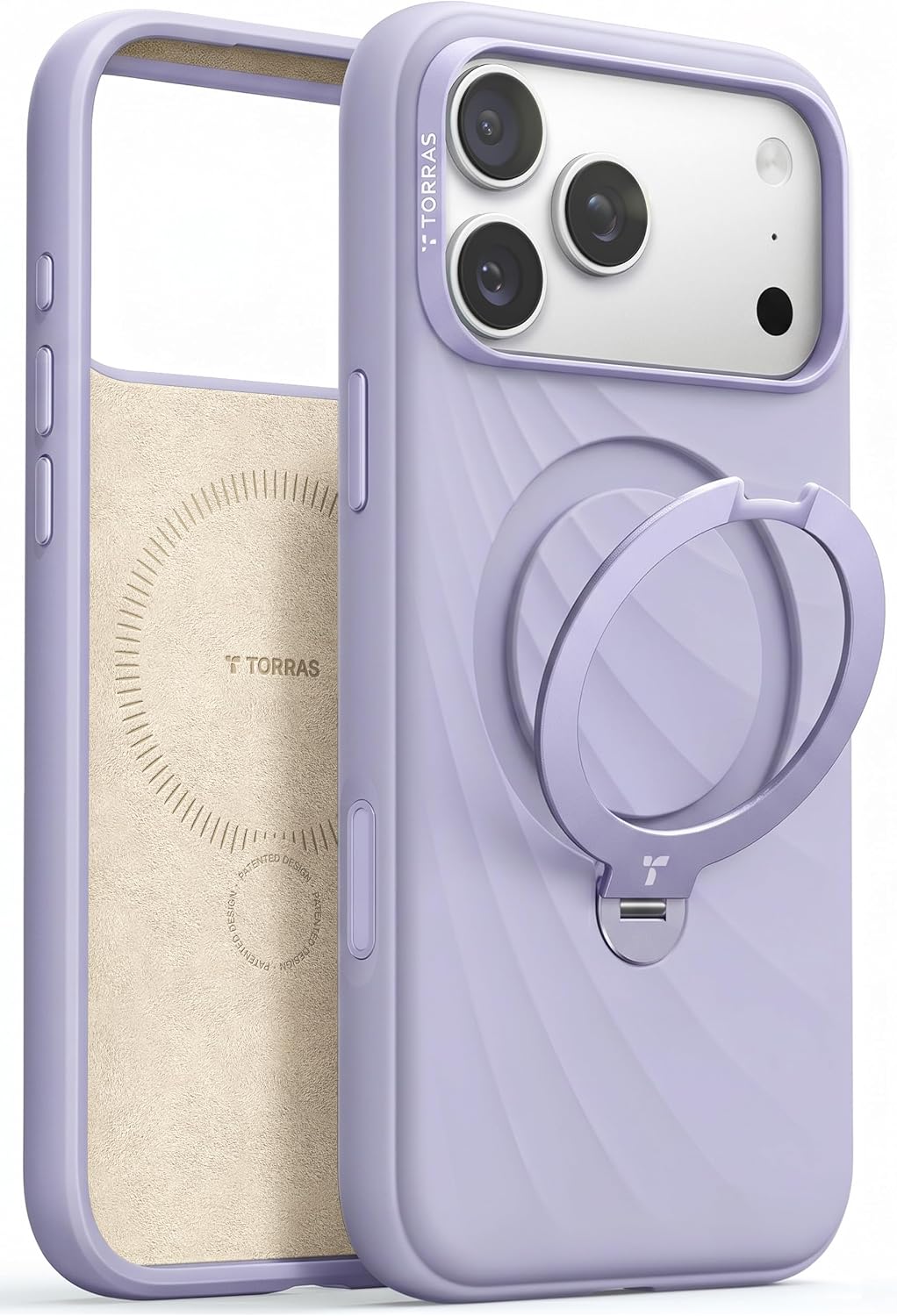 Imagen de TORRAS Q3 Wind Silicone Case for iPhone 17 Pro Max with MagSafe, 360 Spin Stand, Lilac Haze en OfertitasTOP