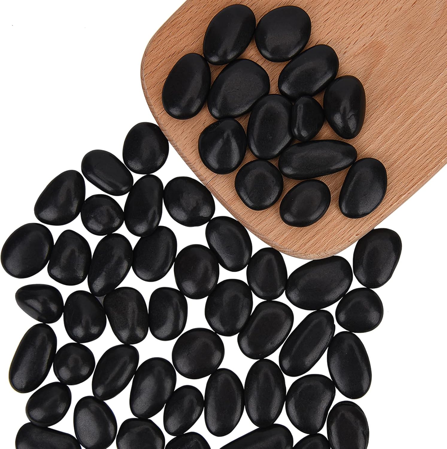 Thumbnail 2 de Hisredsun 2.1lb polished black river pebbles for garden