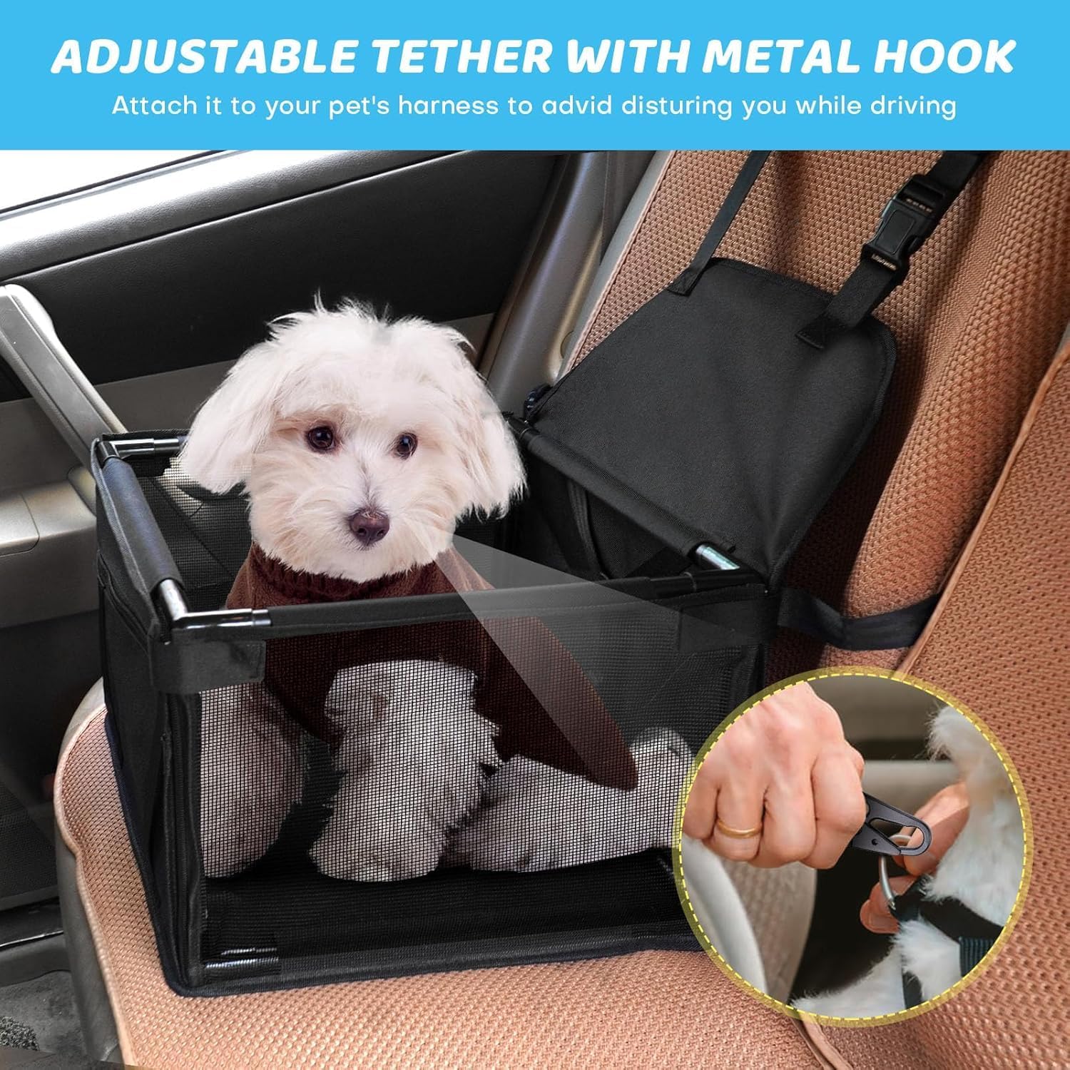 Detalle 2 de Pet Car Booster Seat Travel Carrier Cage for Small Pets 🐶🐱