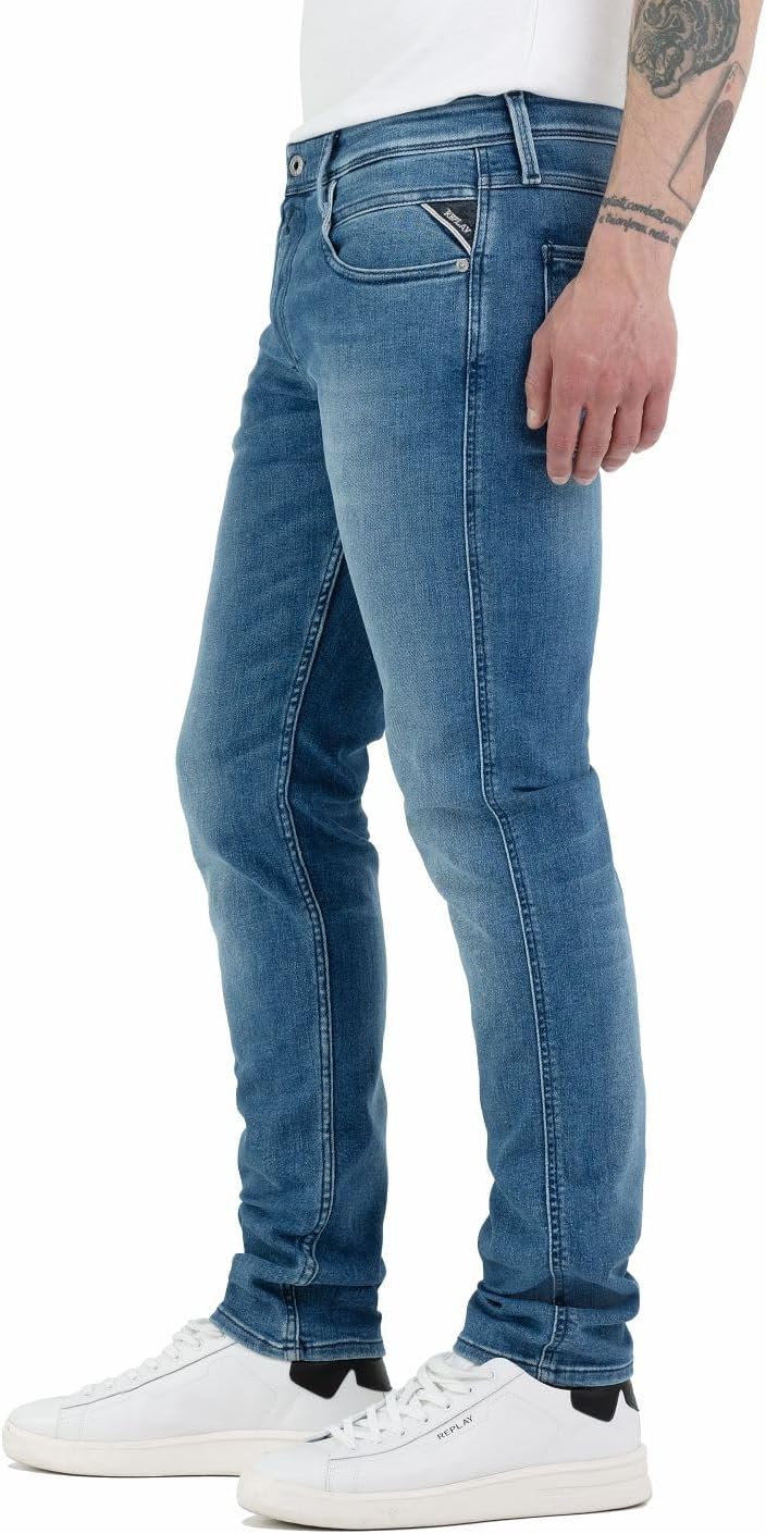 Detalle de Replay Anbass Slim-Fit Jeans mit Comfort Stretch – zeitlose Passform trifft moderne Dehnbarkeit