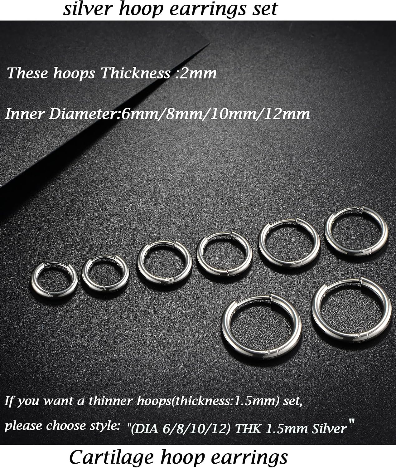 Detalle de 316L Stainless Steel Huggie Hoop Earrings