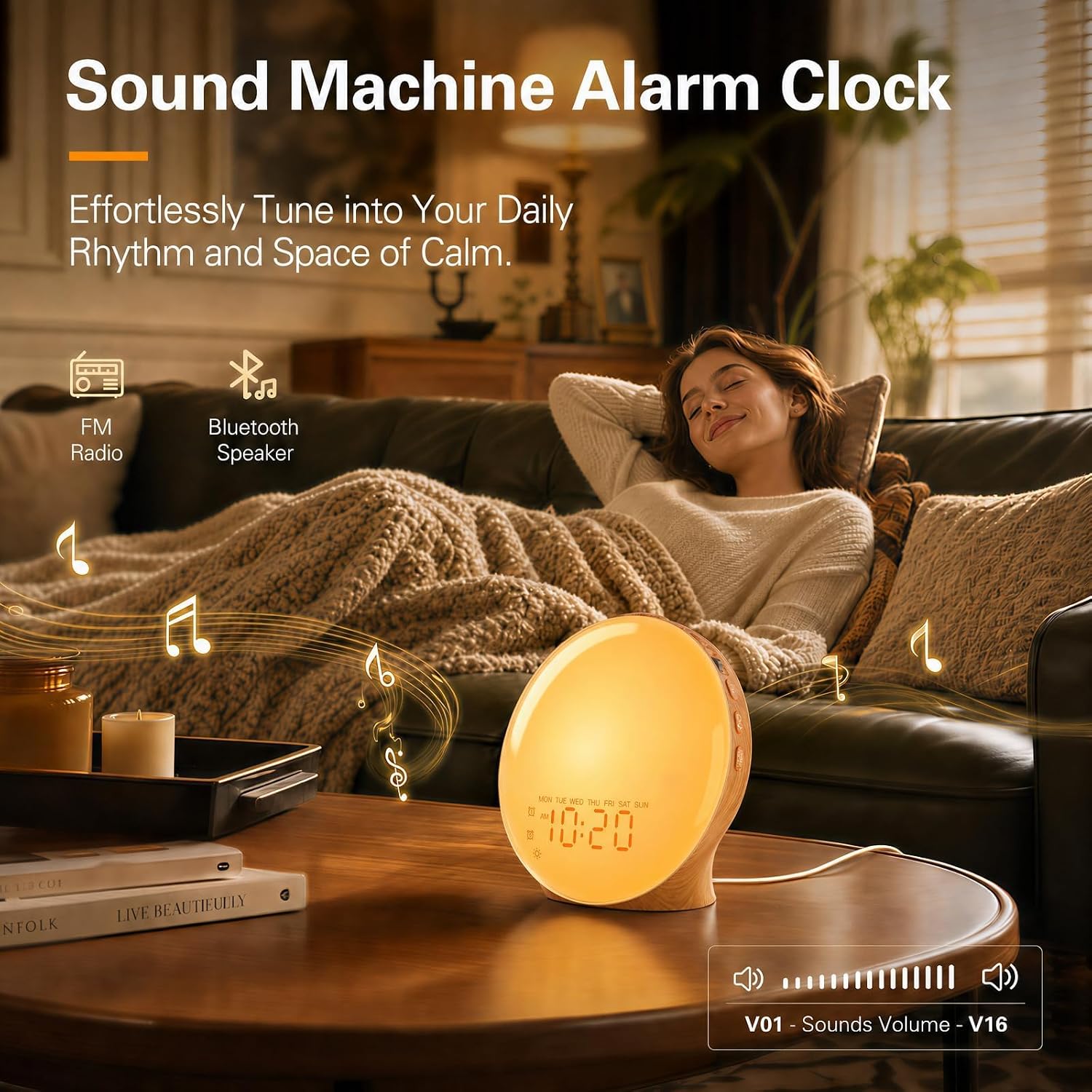 Thumbnail 5 de JALL K8 Sunrise Alarm Clock with Full-Screen Light, 25 Sounds and FM Radio