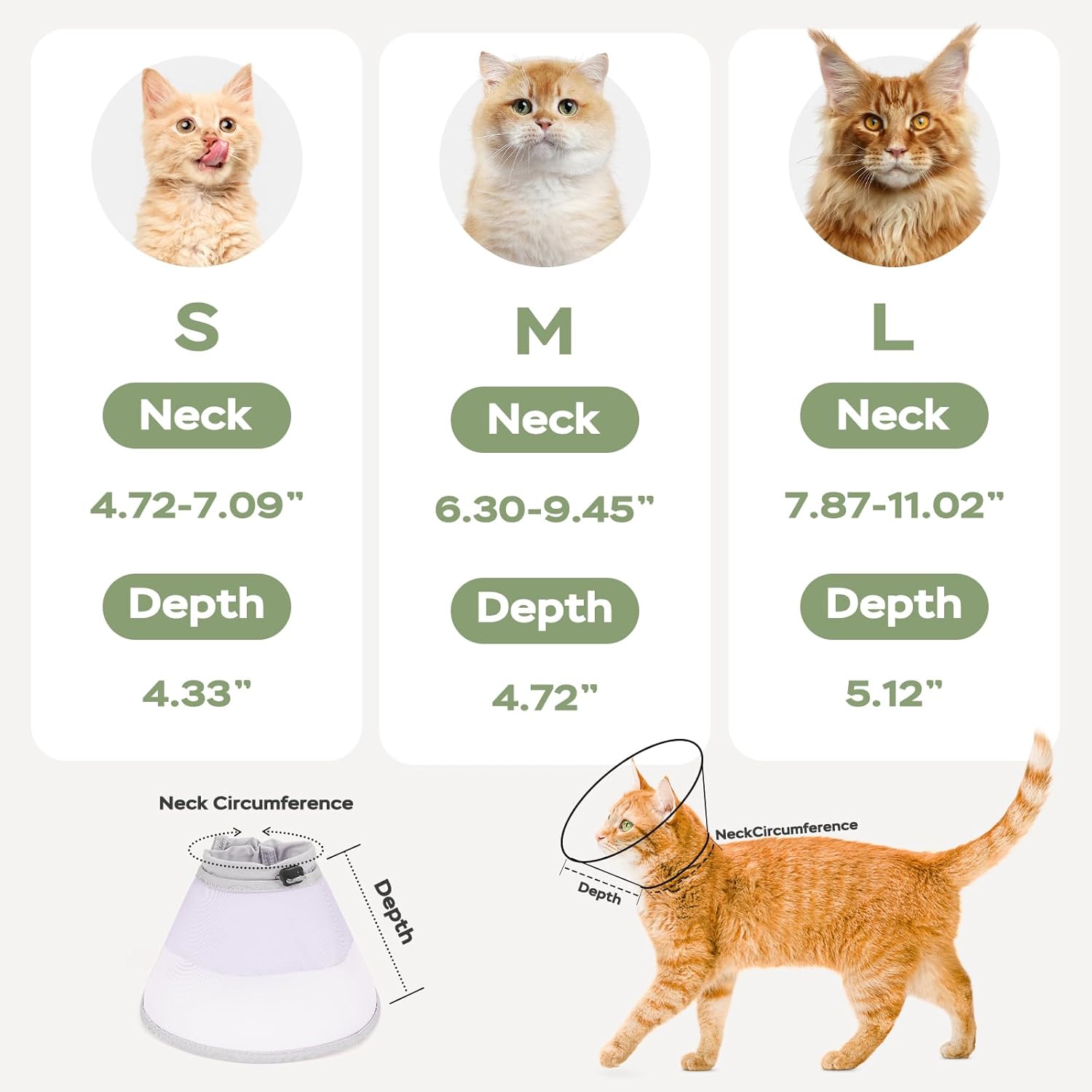 Detalle de Supet Cat Cone Collar Soft (Light Purple, M) – soft, waterproof recovery cone for post-surgery licking control