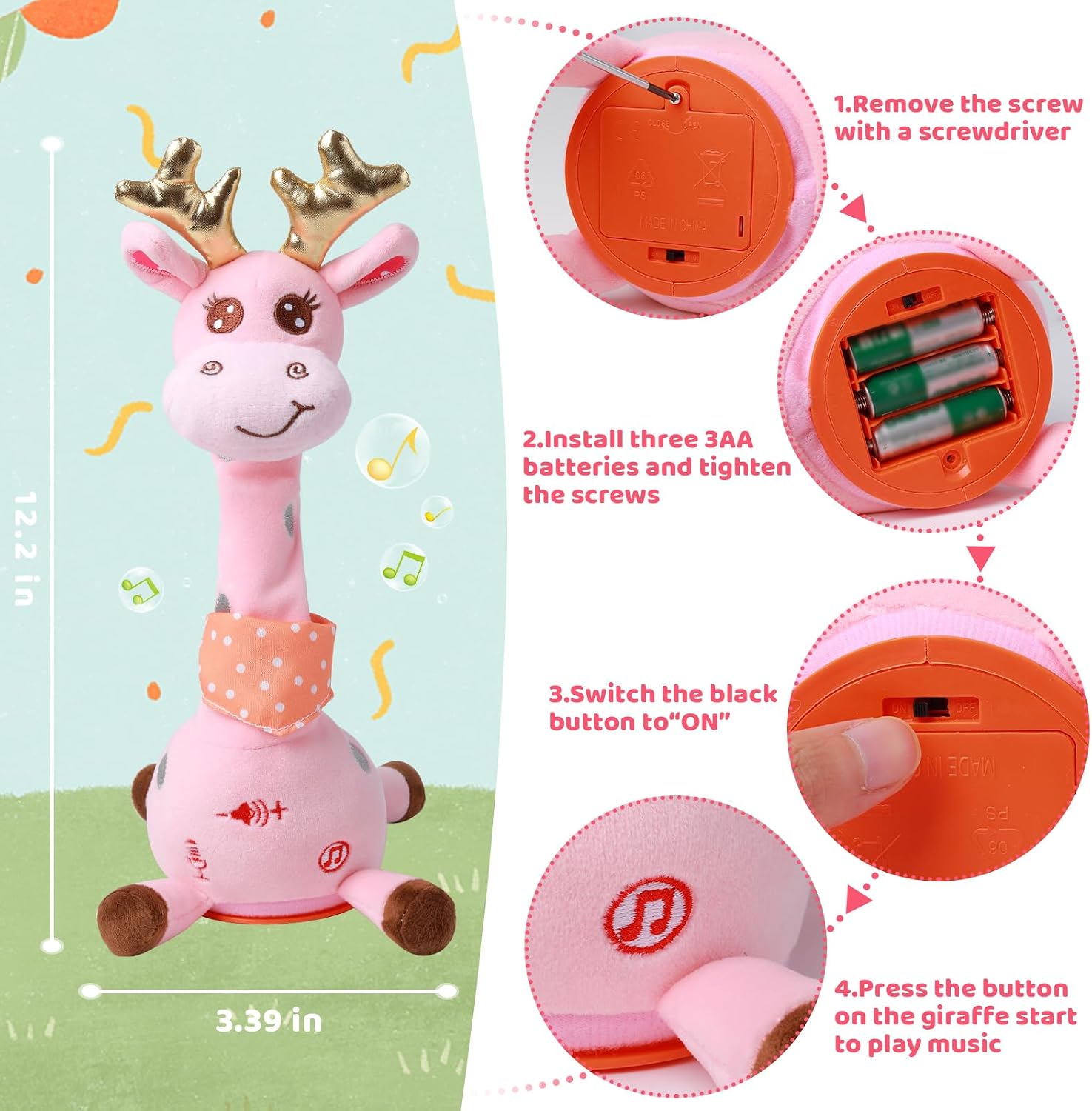 Thumbnail 3 de seOSTO Volume Control Singing Giraffe 12.6in