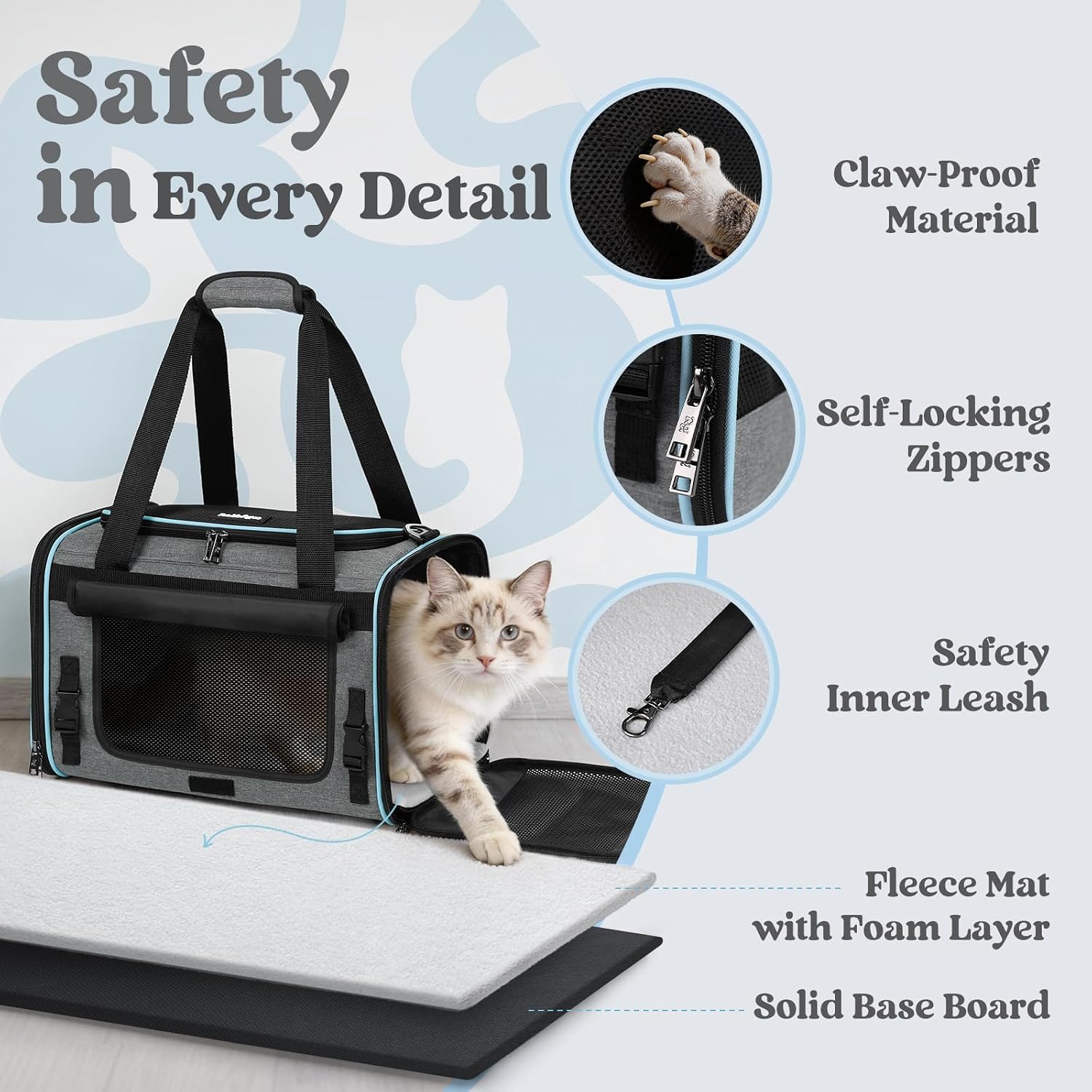 Detalle de rabbitgoo Soft Cat Carrier, 17-inch