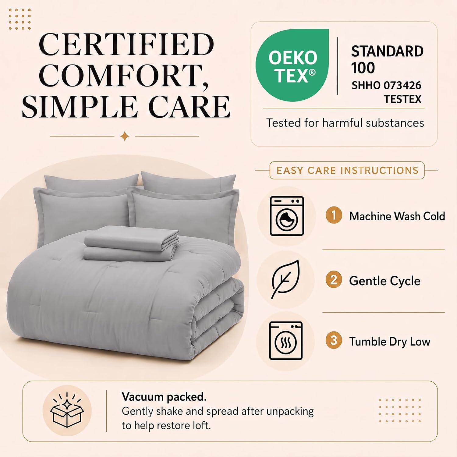 Detalle de CozyLux Comforter Set, French Grey