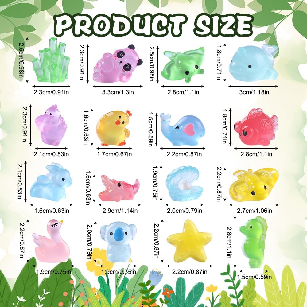 Detalle 2 de XIMISHOP 164PCS Mini Luminous Resin Animals 🐻