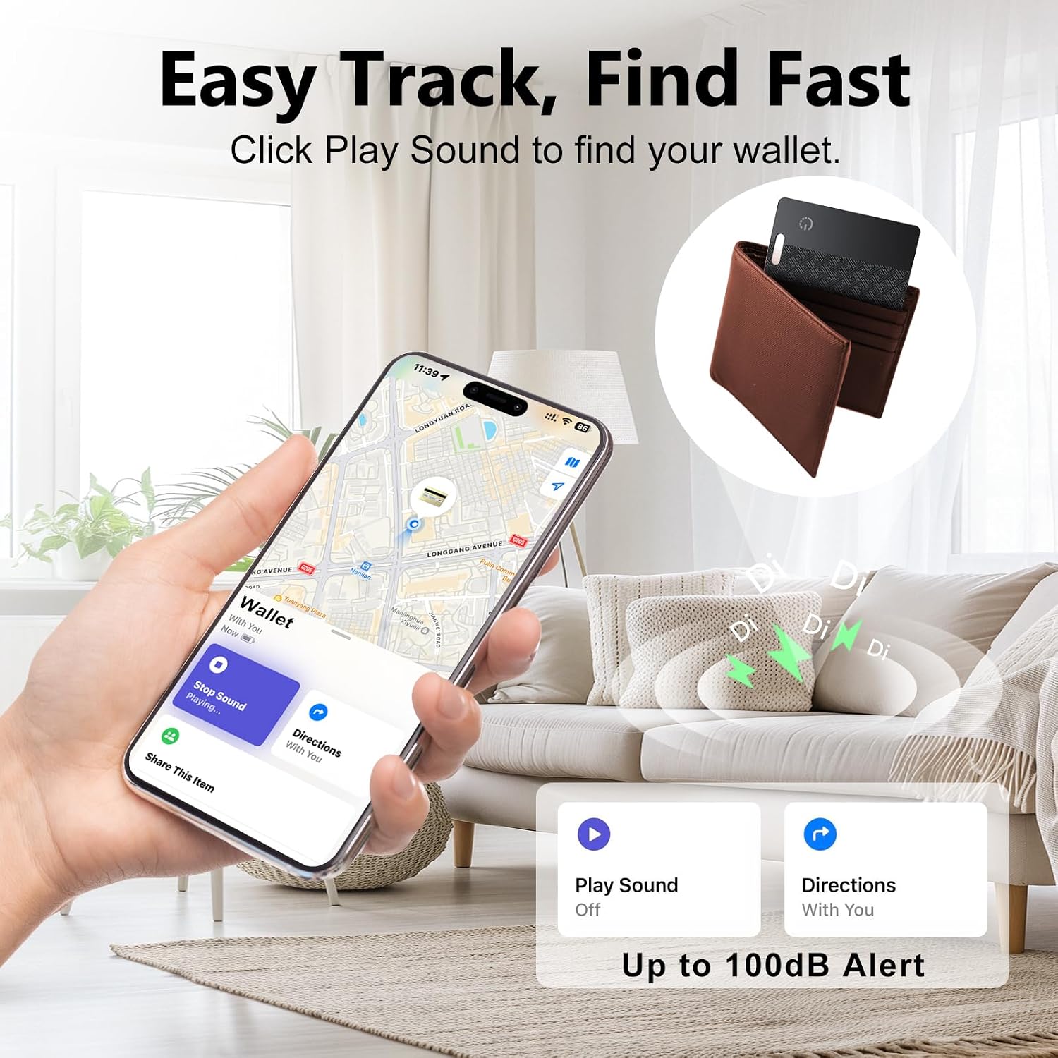 Detalle de Jarbooer Wallet Tracker Card 2-Pack: Ultra-thin iOS Find My Tracker (IP68, Rechargeable)