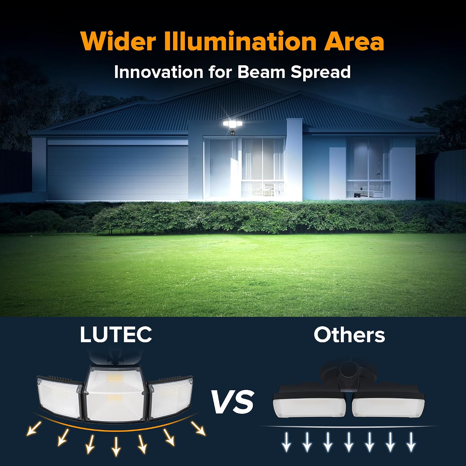 Thumbnail 6 de LUTEC 7632816012 80W LED Motion-Sensor Floodlight, 9,000 Lumens, 4 Heads