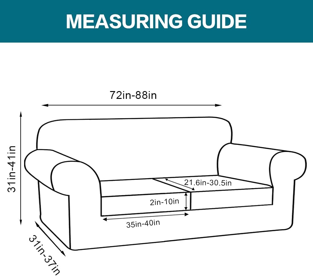 Thumbnail 1 de Turquoize 3 Piece Sofa Covers for 2 Cushion Couch – Dove
