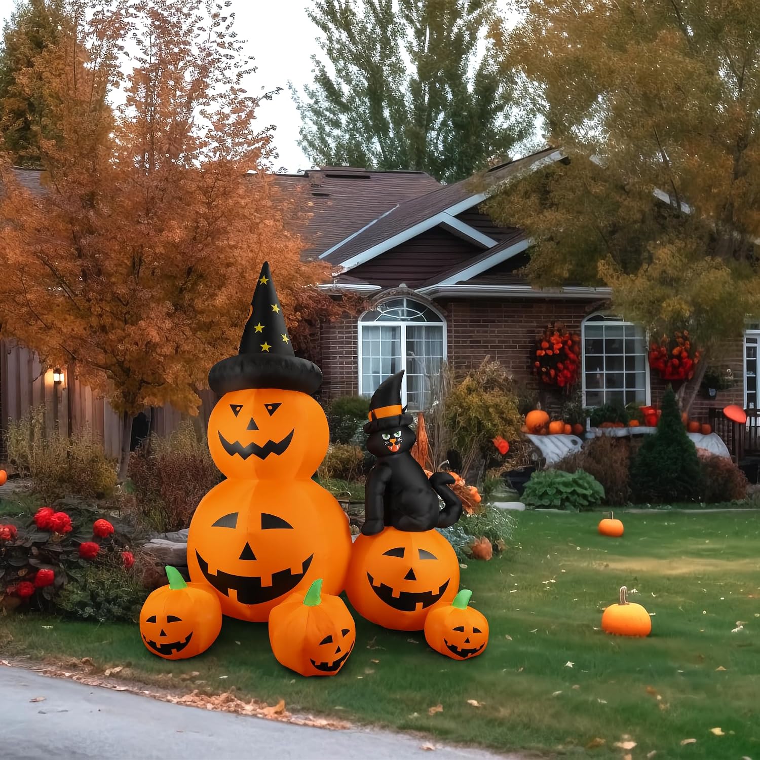 Thumbnail 6 de NovaFloat 01 6-Ft Halloween Inflatable with Pumpkin Patch, Black Cat & LEDs