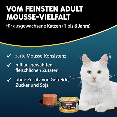 Detalle 2 de animonda Vom Feinsten Adult Katzenfutter Mousse-Vielfalt – Nassfutter ohne Getreide, 12 Dosen (12 x 85 g)