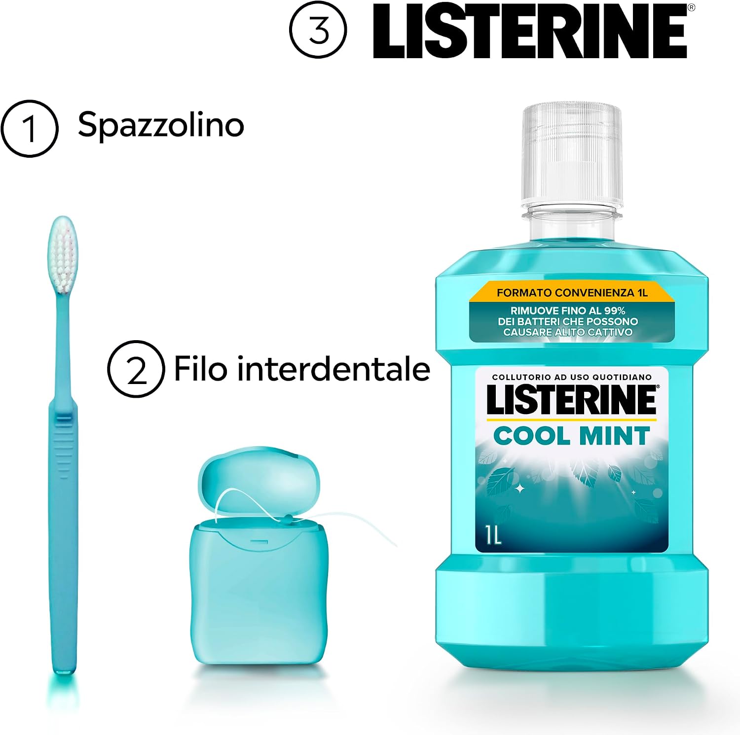 Detalle de Listerine Cool Mint Collutorio 1 L – Alito fresco e igiene orale completa