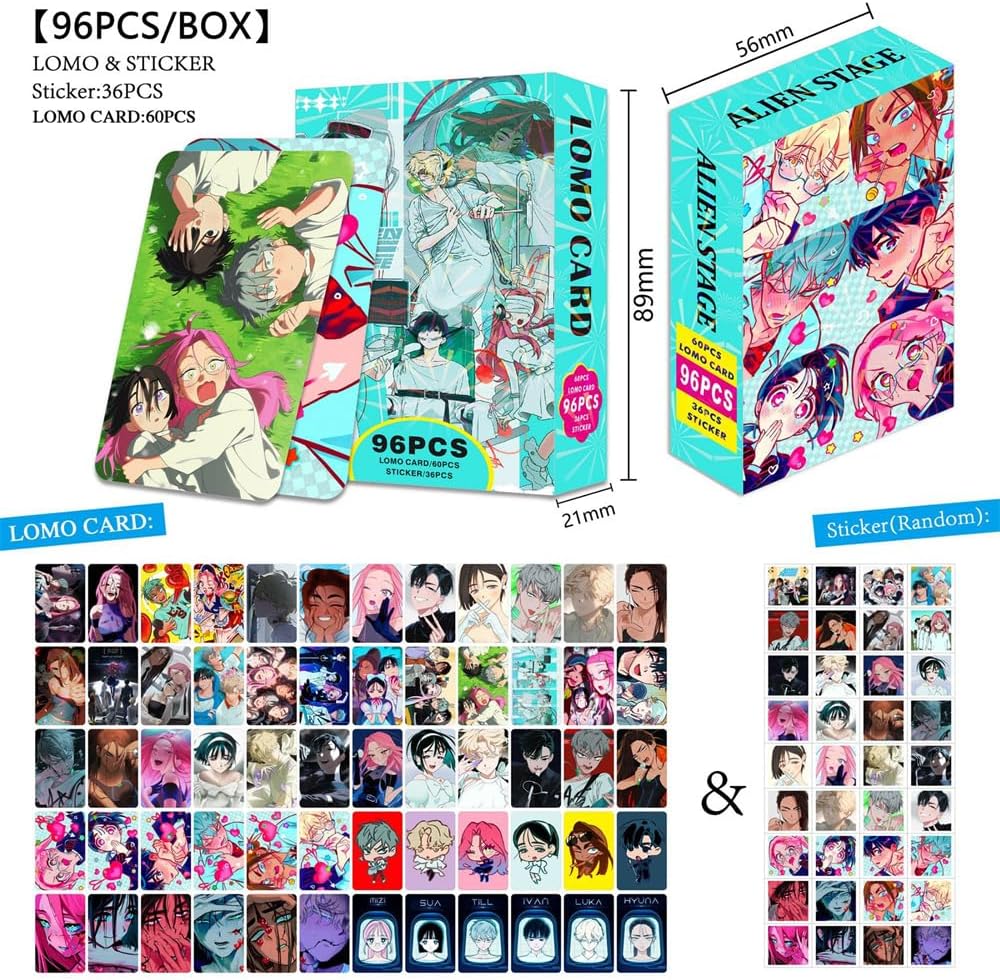 Thumbnail 1 de KILA MILA アニメ「ALIEN STAGE」フォトカードセット 96枚入り、カード60枚・ステッカー36枚