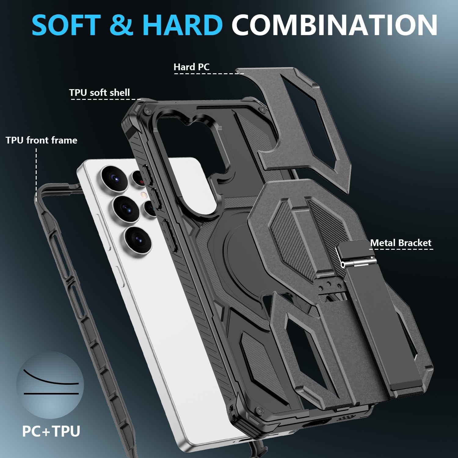 Detalle de BQQFG Galaxy S25 Ultra Case with MagSafe Compatibility and Folding Kickstand