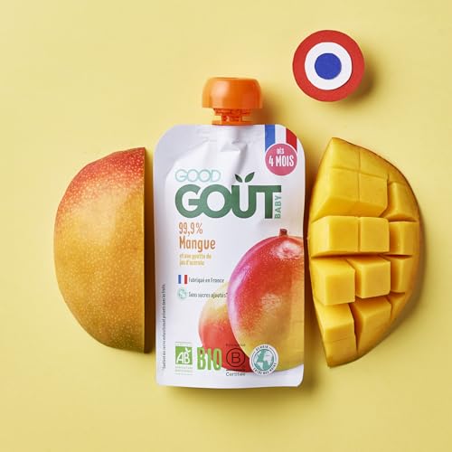 Thumbnail 1 de GOOD GOÛT Gourdes Mangue – Purée Bébé 99,9% Mangue, Bio, Sans Sucres Ajoutés, 10x120g
