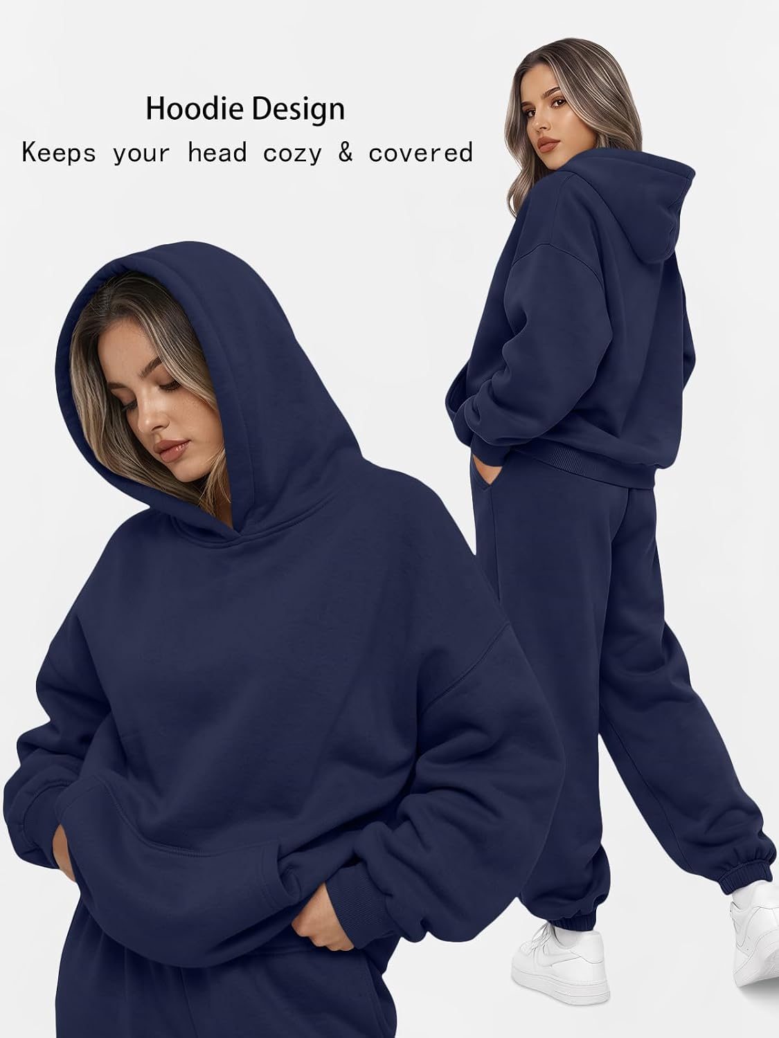 Detalle de AUTOMET Womens 2 Piece Lounge Hoodie Sweatsuit Set (Plus Size)