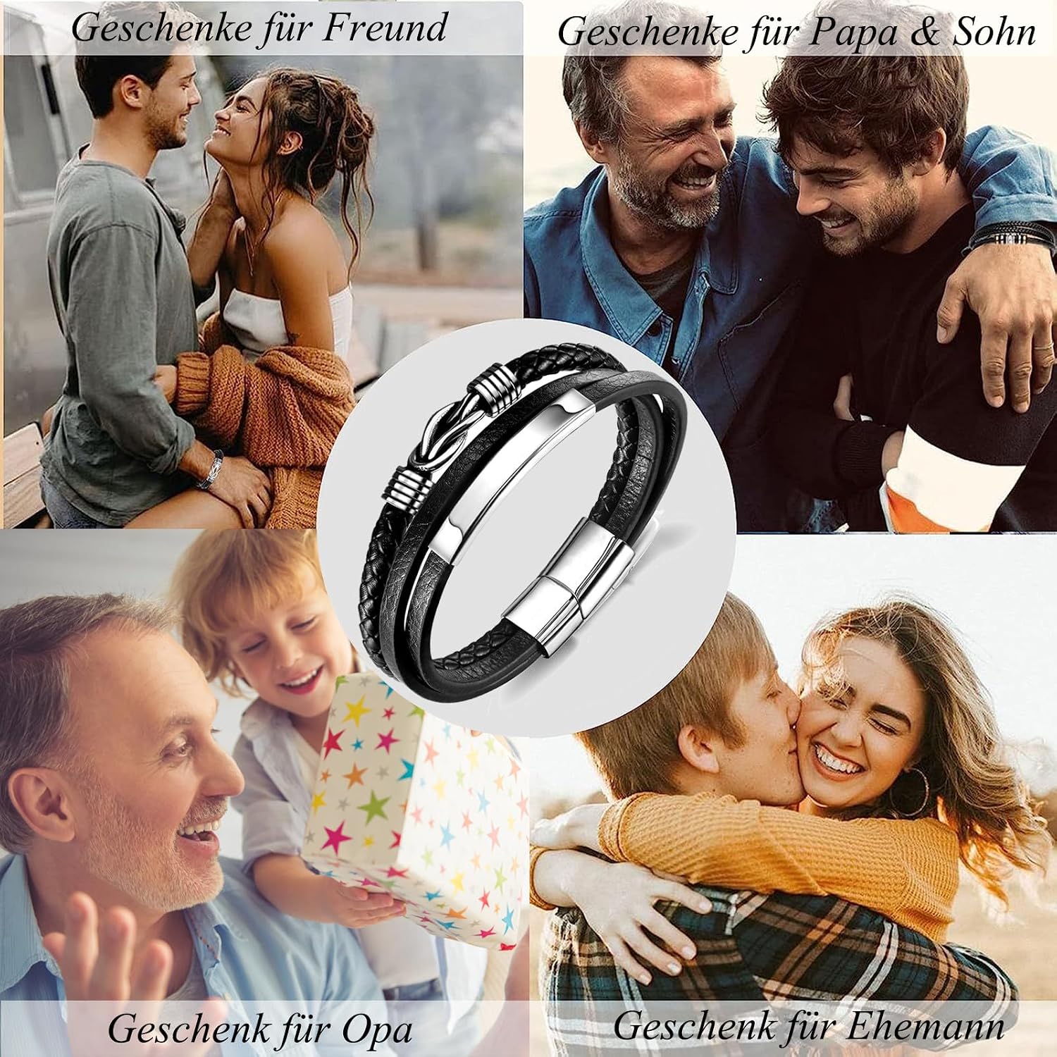 Thumbnail 6 de Gkmamrg Lederarmband schwarz Geflochten