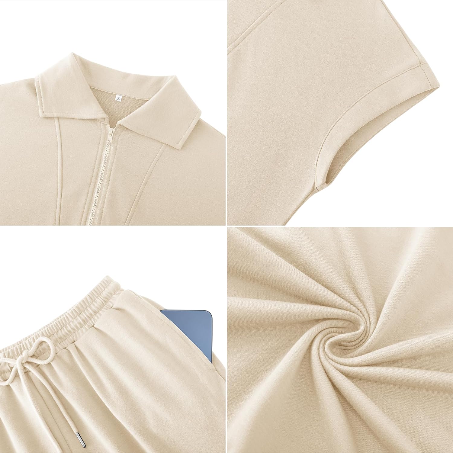 Thumbnail 3 de Ensemble sport femme Aottori (2 pièces) : survêtement léger zip et poches pour fitness, yoga et jogging