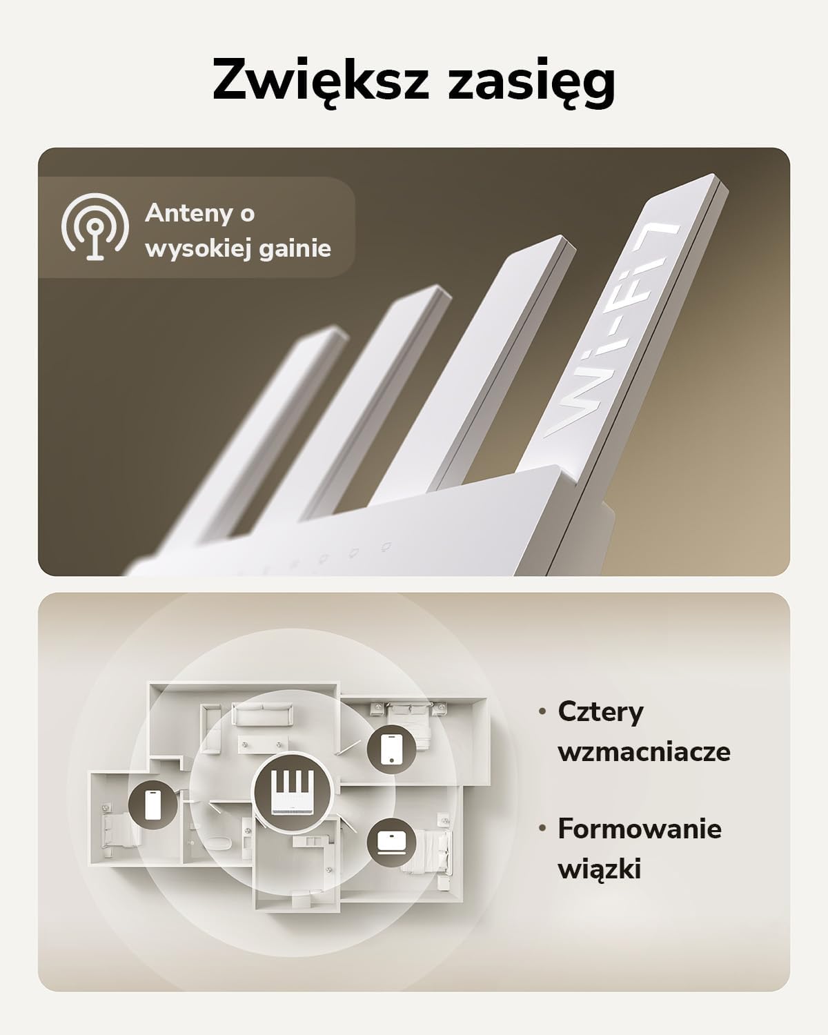 Detalle 2 de Cudy WR3600E – router Wi-Fi 7 BE3600, 4 porty Gigabit i anteny zewnętrzne