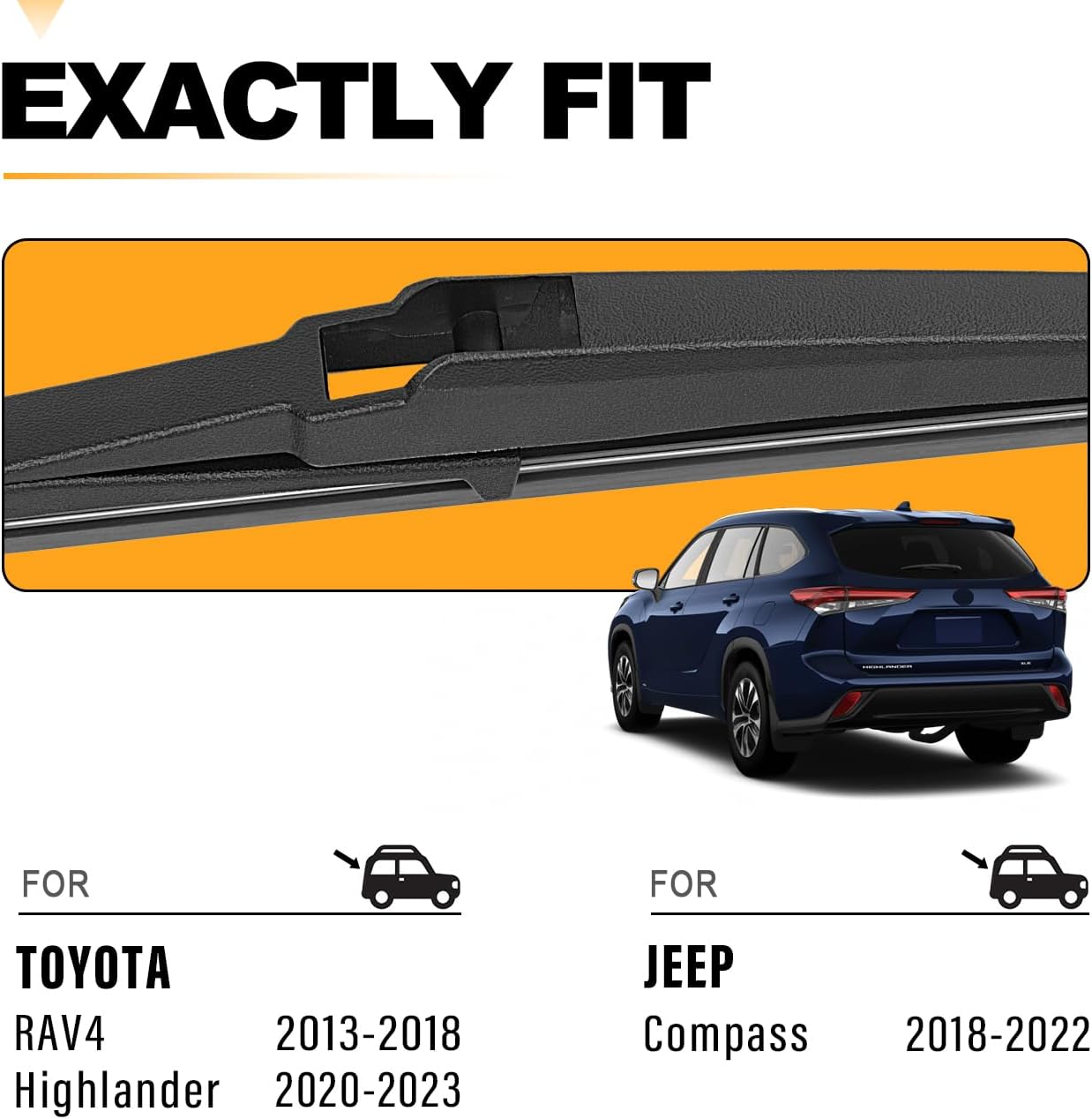 Detalle de AUTOBOO 10 Inch Rear Wiper Blade Replacement for Toyota RAV4, Highlander, and Jeep Compass