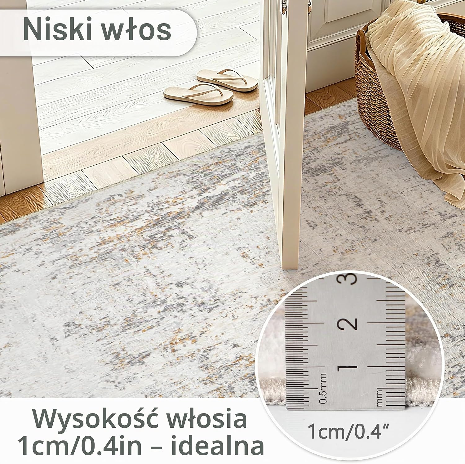 Detalle de Capslpad abstrakcyjny dywan-bieżnik 80 × 200 cm, beżowy, z krótkim włosiem