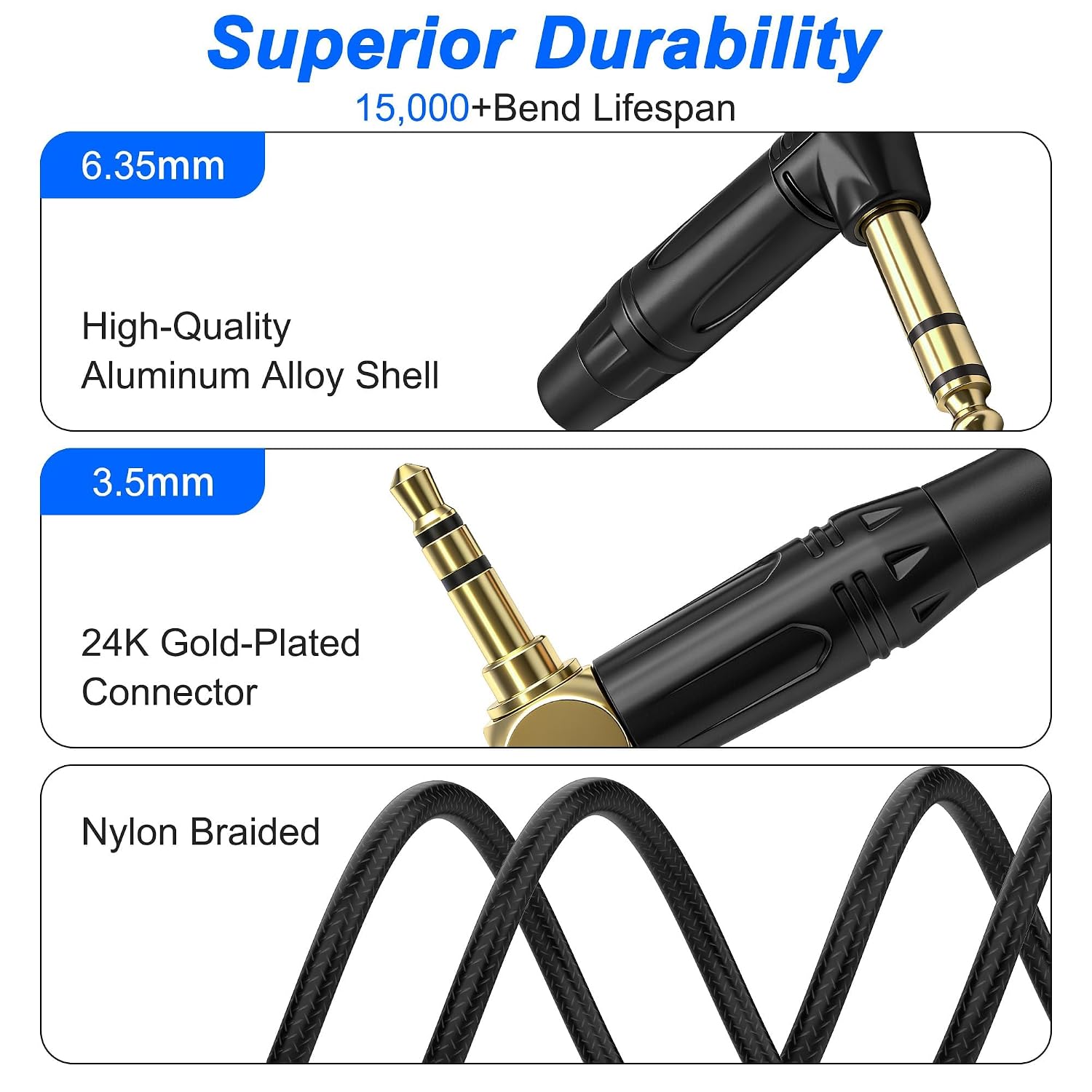 Thumbnail 2 de XMSJSIY Stereo Audio Cable, Nylon-Braided