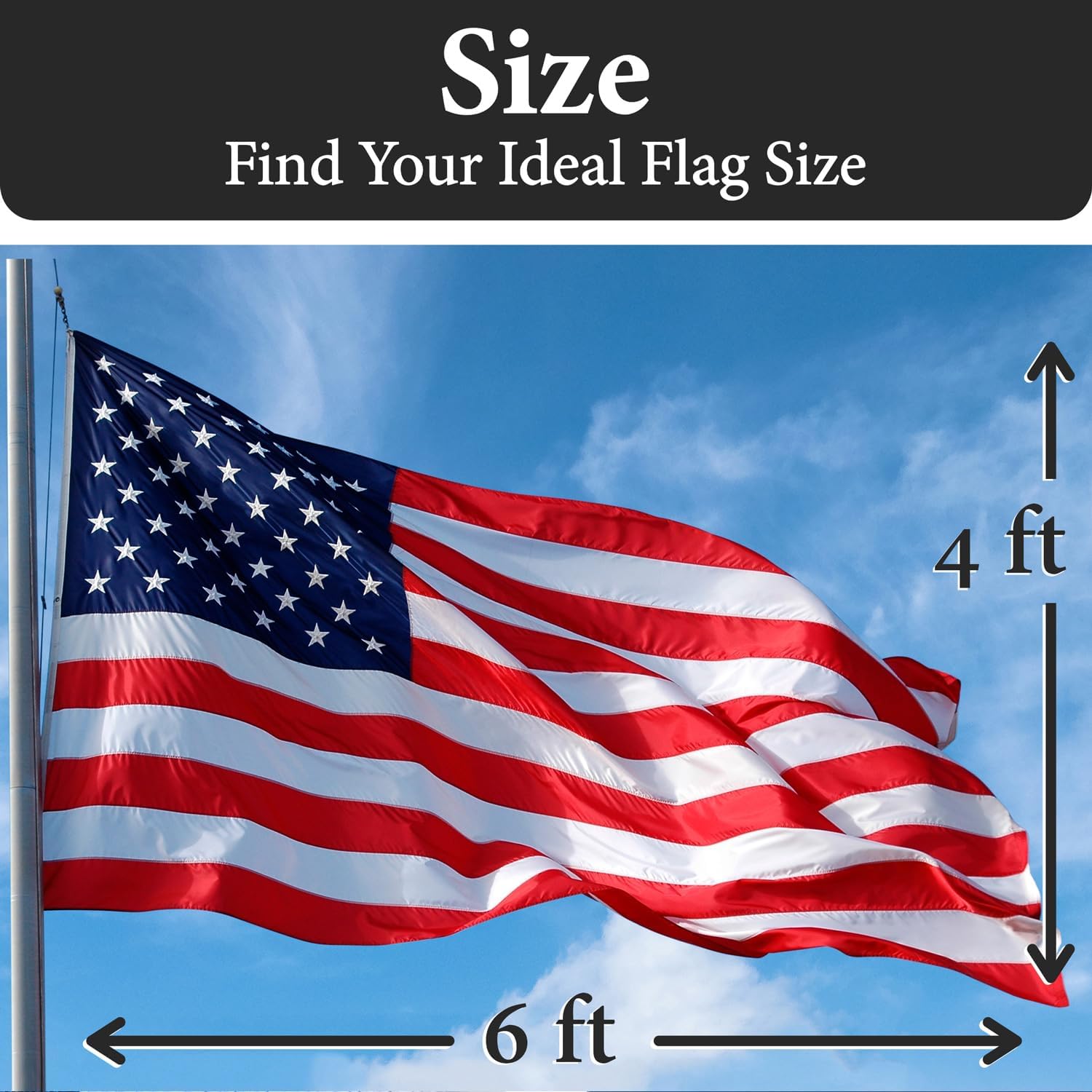 Detalle 2 de Rushmore Rose USA 4x6 Outdoor American Flag in Heavy-Duty Spun Polyester