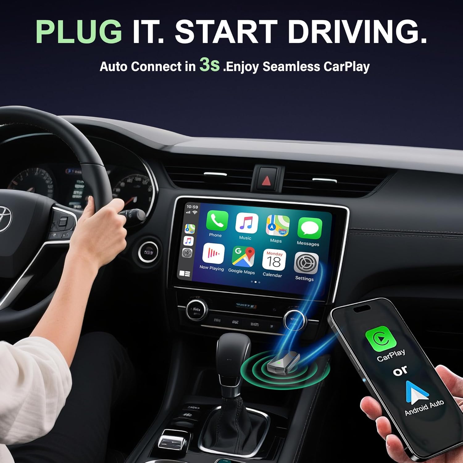 Detalle 2 de Adaptador CarPlay Inalámbrico 5,8GHz para coche