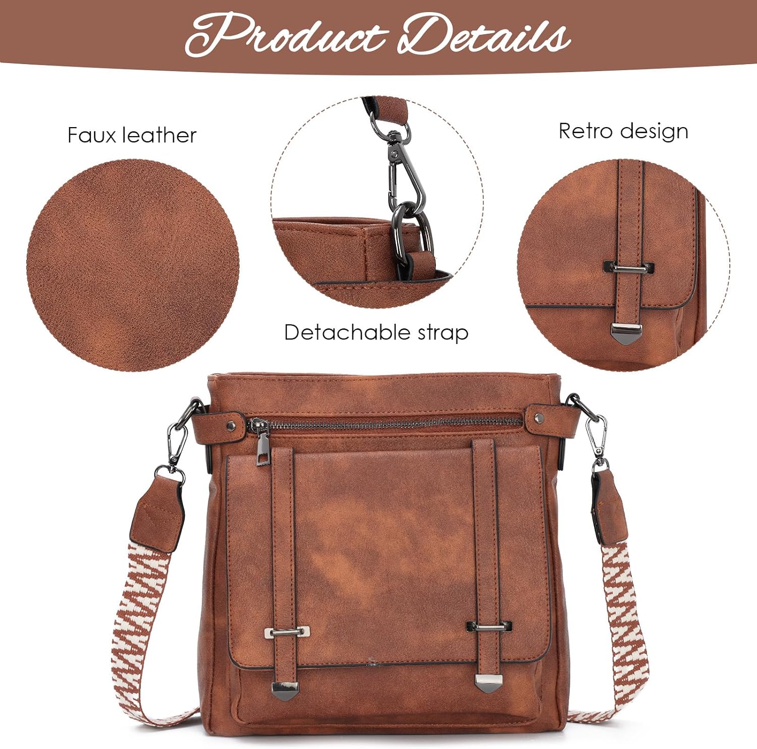 Thumbnail 6 de EVEOUT Faux Leather Crossbody Bag with Wide Strap