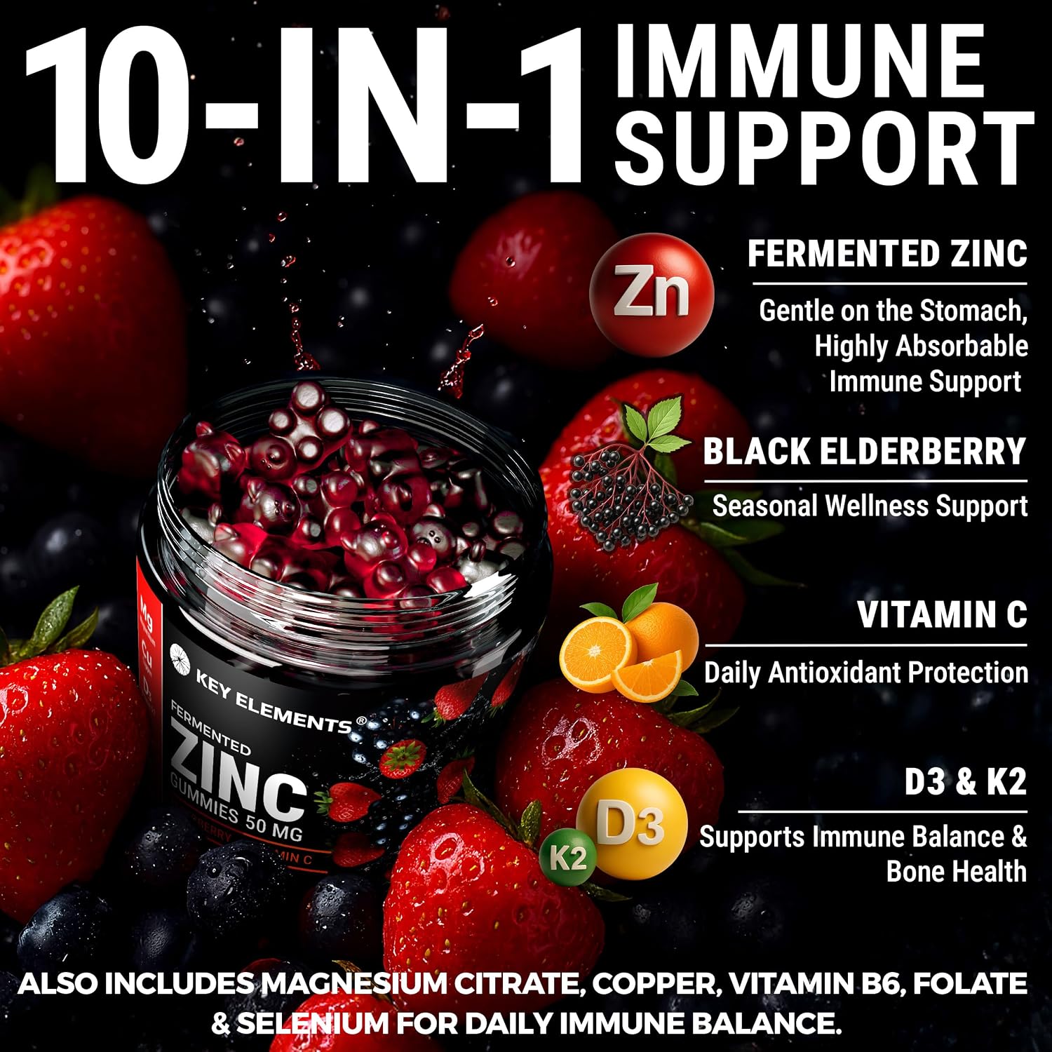 Detalle 2 de KEY ELEMENTS Zinc Gummies 50 mg