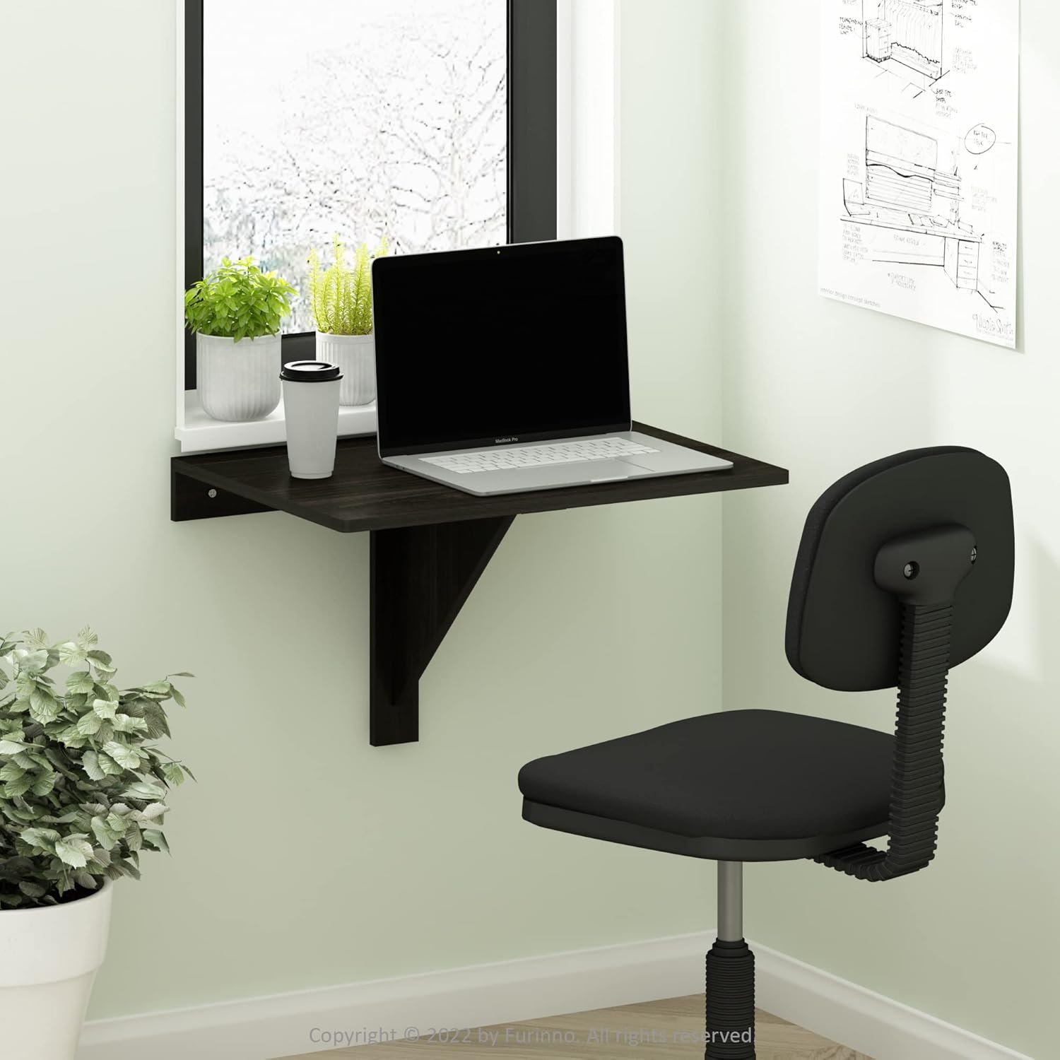 Detalle 2 de Furinno Hermita Mesa Plegable de Pared, Madera Espresso