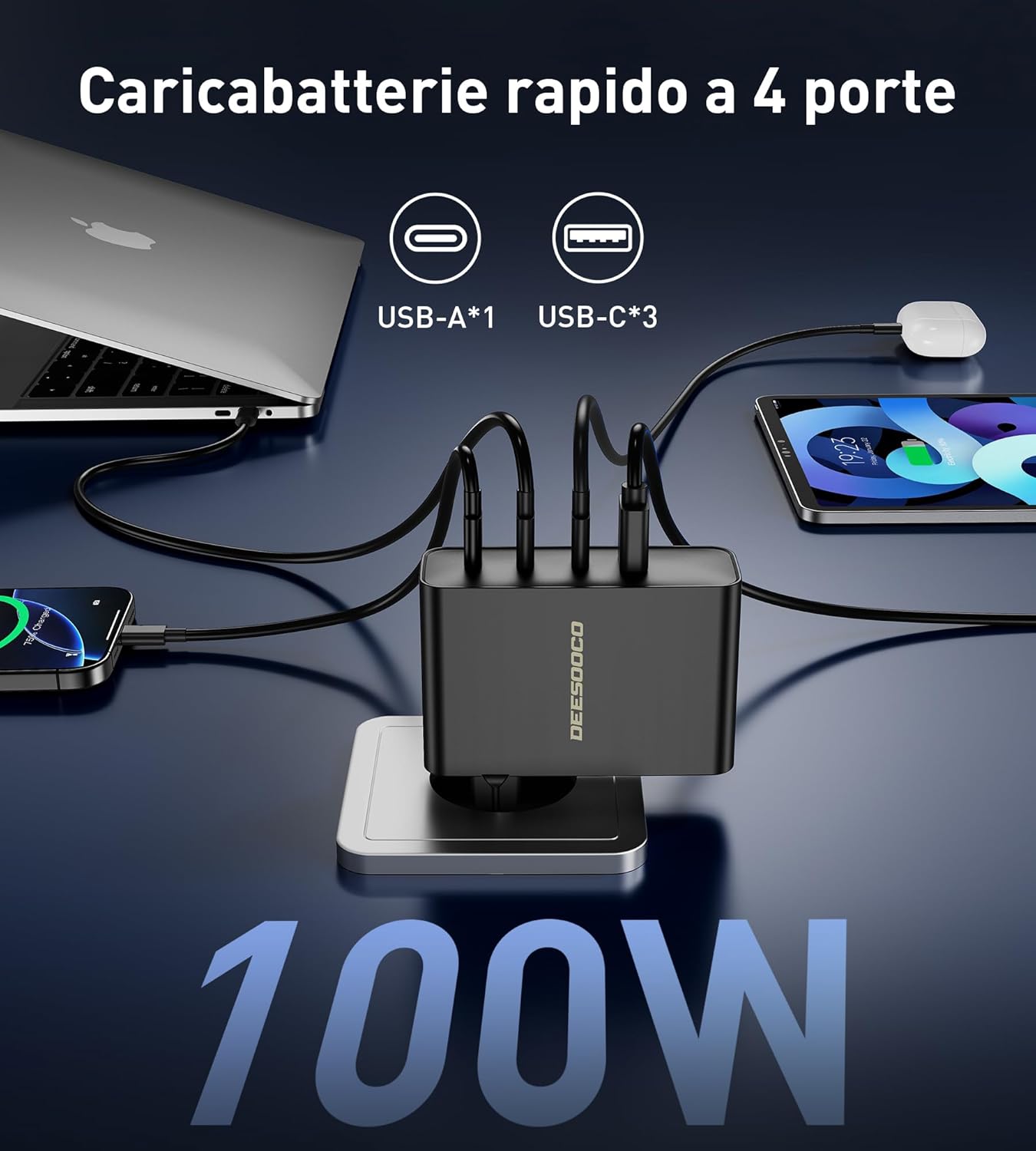 Thumbnail 1 de DEESOOCO Caricabatterie USB C 100 W 4 Porte