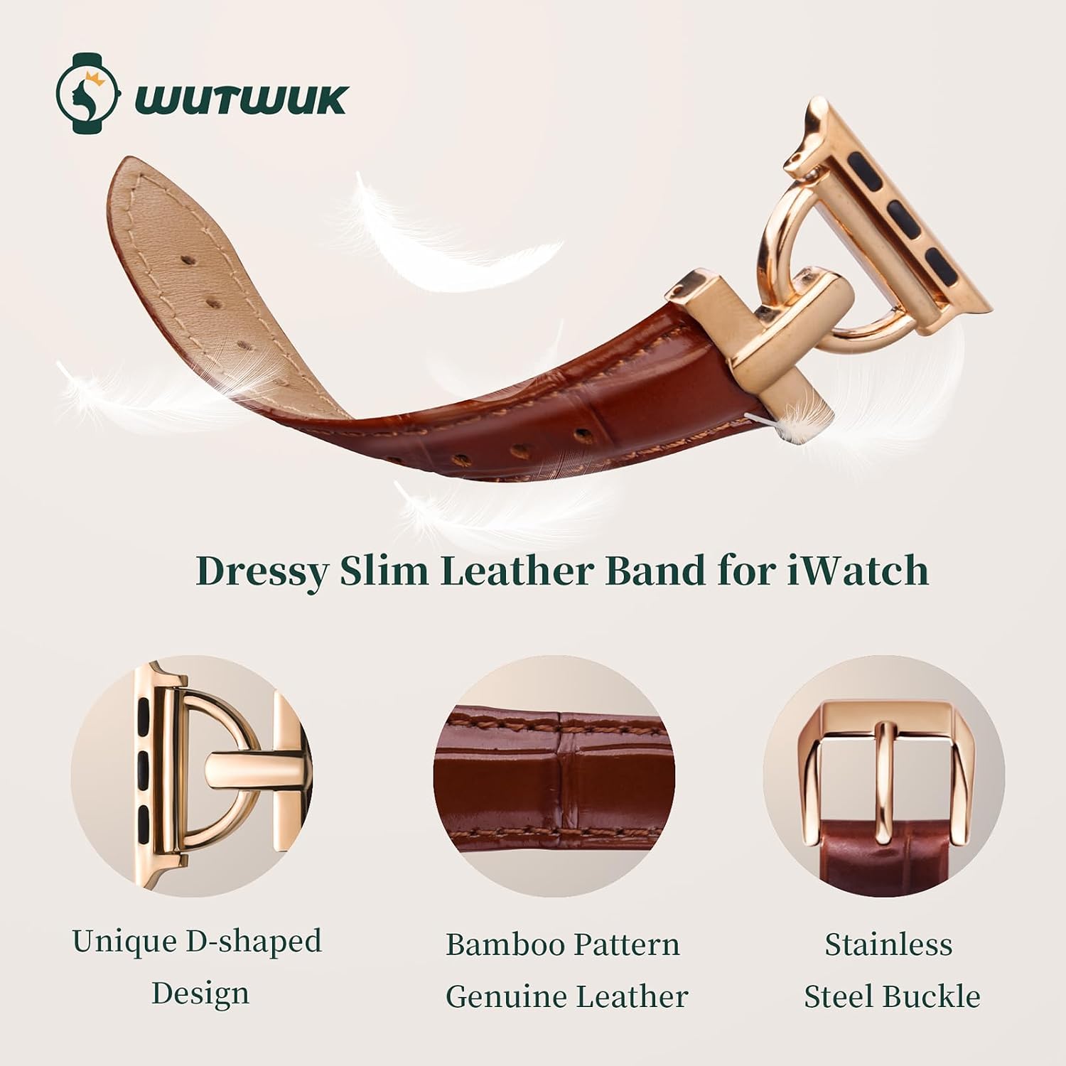 Detalle de Wutwuk leather Apple Watch strap