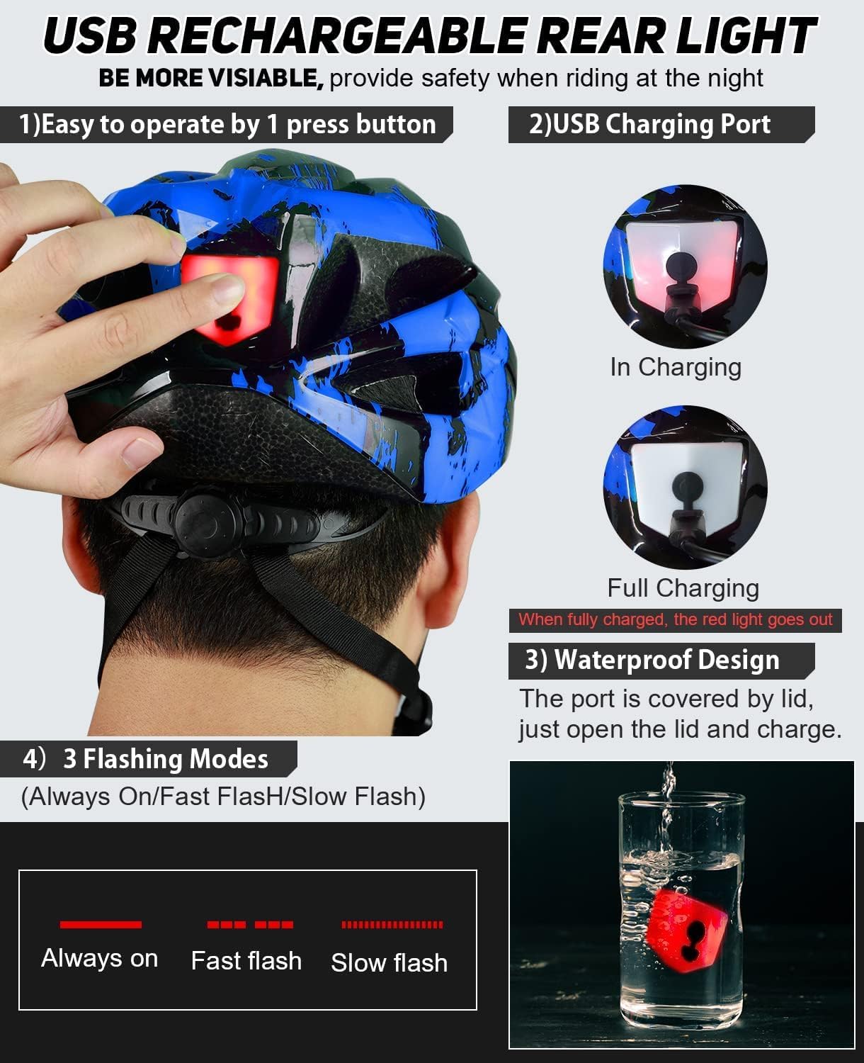 Detalle de RaMokey Bike Helmet for Men and Women with LED Light, Magnetic Goggles and Sun Visor