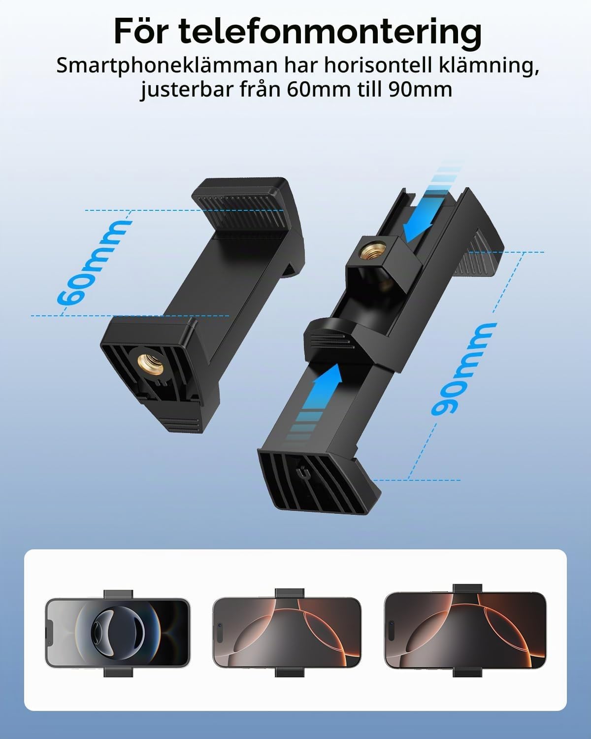 Detalle 1 de SMALLRIG 5326 ledad arm med superklämma och mobilhållare