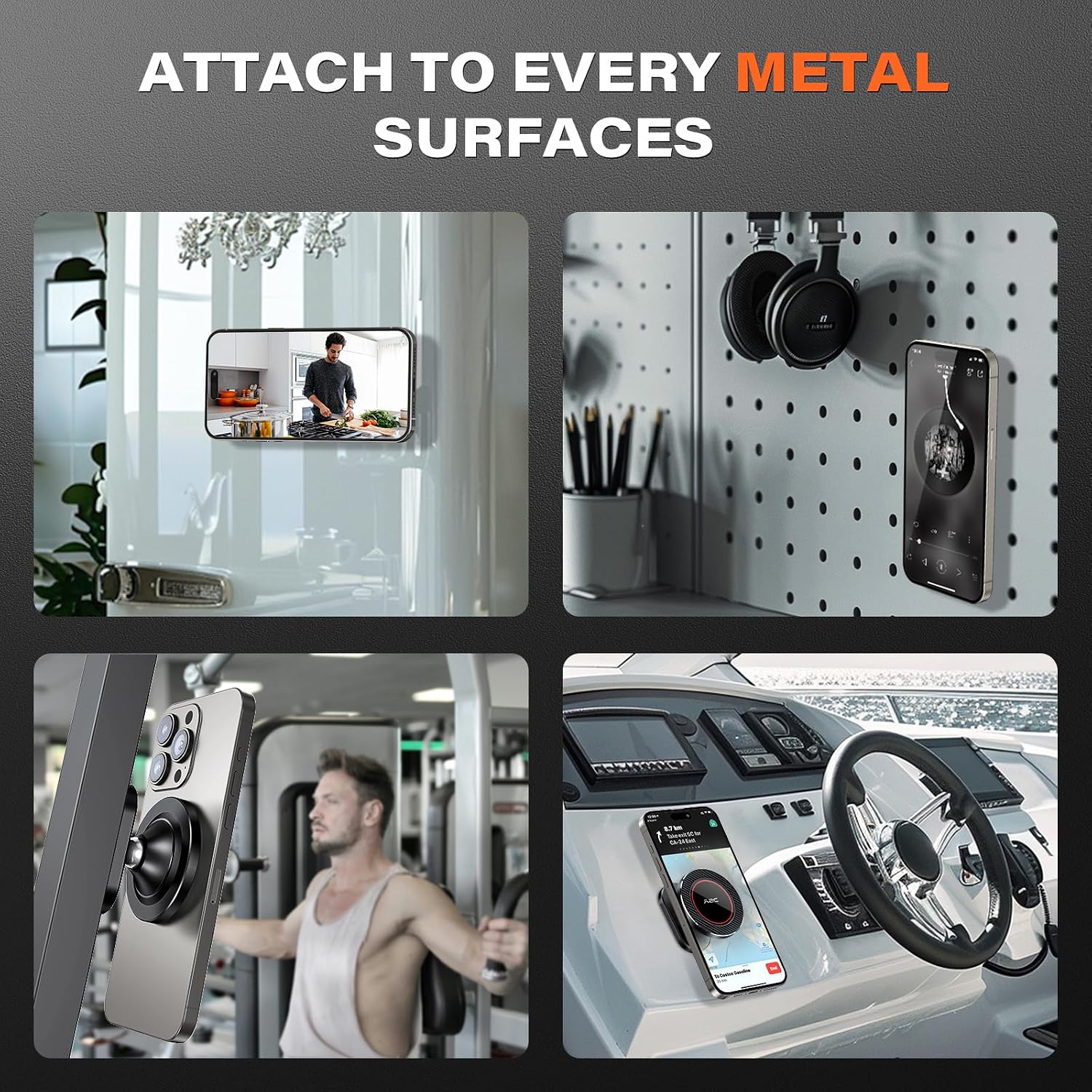 Detalle de A2C Gym Magnetic Phone Holder – Dual Strong Magnets for iPhone 17/16/15 Series