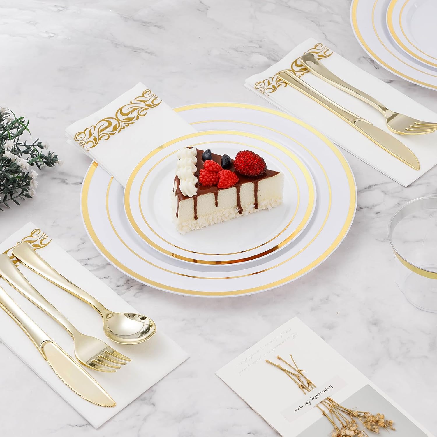 Thumbnail 2 de BESTVIP 700 PCS Gold Dinnerware Set for 100 Guests 🍽️