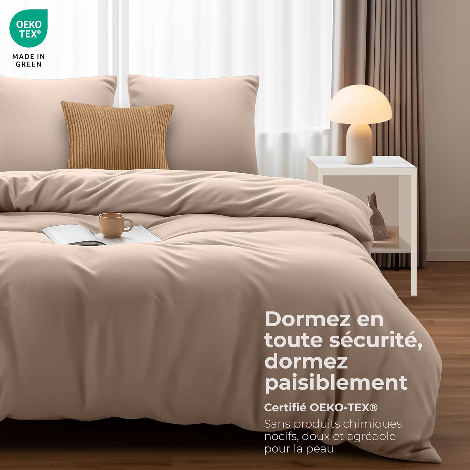 Thumbnail 1 de Housse de Couette Utopia Bedding 240x260 cm avec 2 taies 65x65 cm (Beige) – Microfibre brossée douce