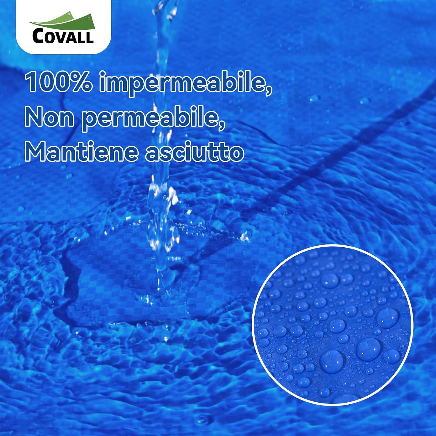 Detalle de COVALL Telone Blu 3x3 m 115 g/m²: impermeabile, anti-strappo e con occhielli per esterni
