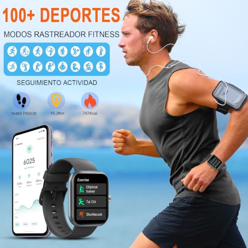 Detalle de Matast 2026 Reloj Inteligente para Hombre y Mujer, 1.96'' con Llamadas Bluetooth, Notificaciones y 100+ Modos Deportivos