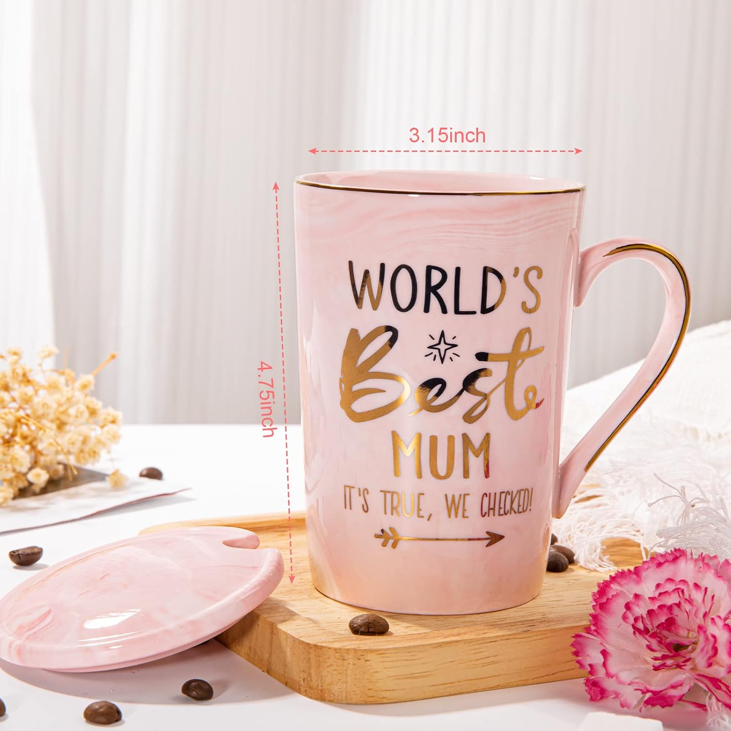 Detalle 2 de Mum Birthday Mummy Mug 14Oz Pink Marble