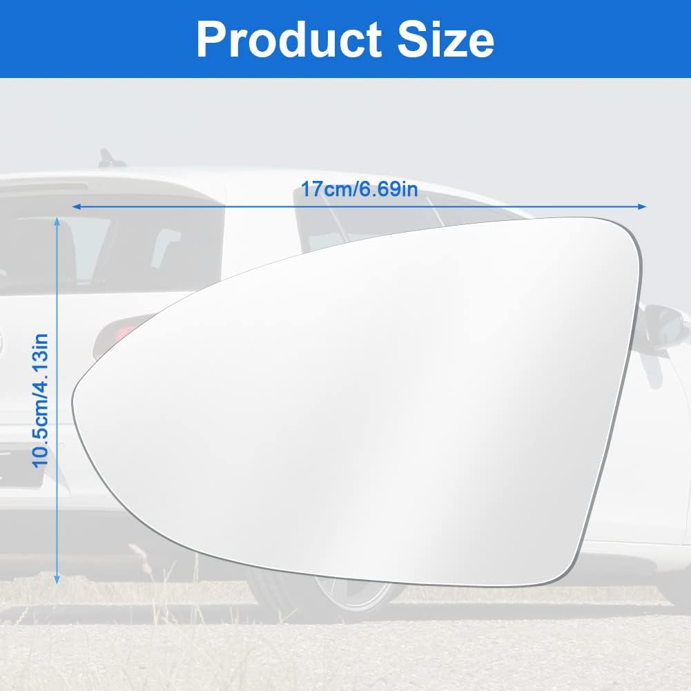 Detalle 2 de URAQT Spiegelglas links für Golf 7 – konvex, klar, beheizt (passend mit Trägerplatte, OEM-Referenzen V-W 4060G01 / 5G0 857 521)